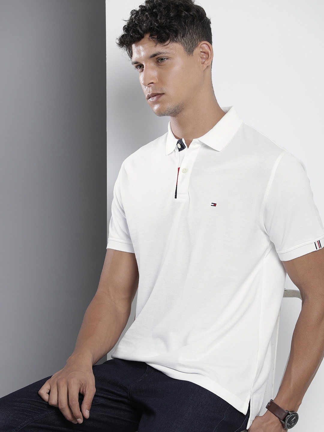 

Tommy Hilfiger Pure Cotton Polo Collar Casual T-shirt, White