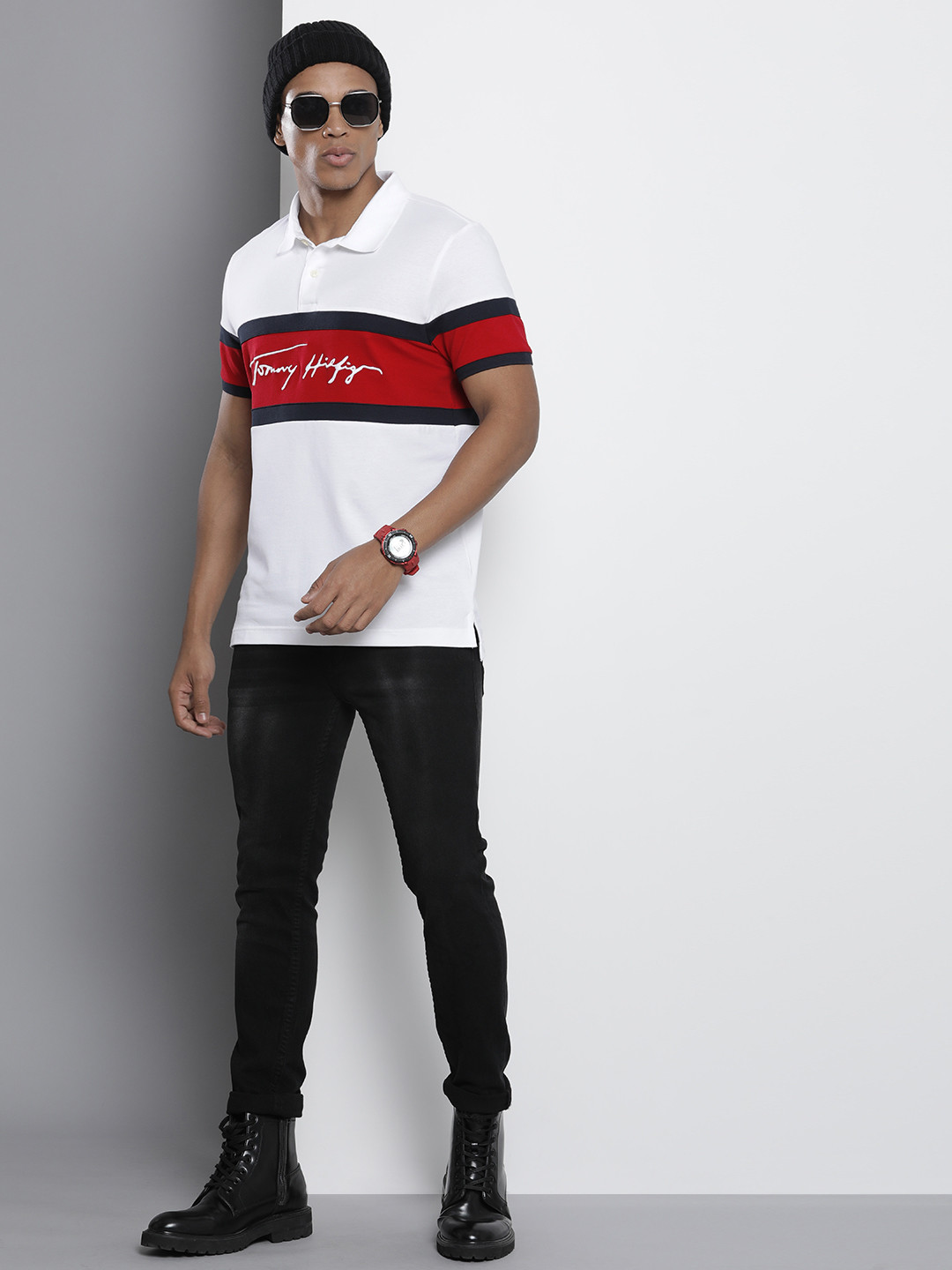 

Tommy Hilfiger Colourblocked Polo Collar Slim Fit T-shirt, White