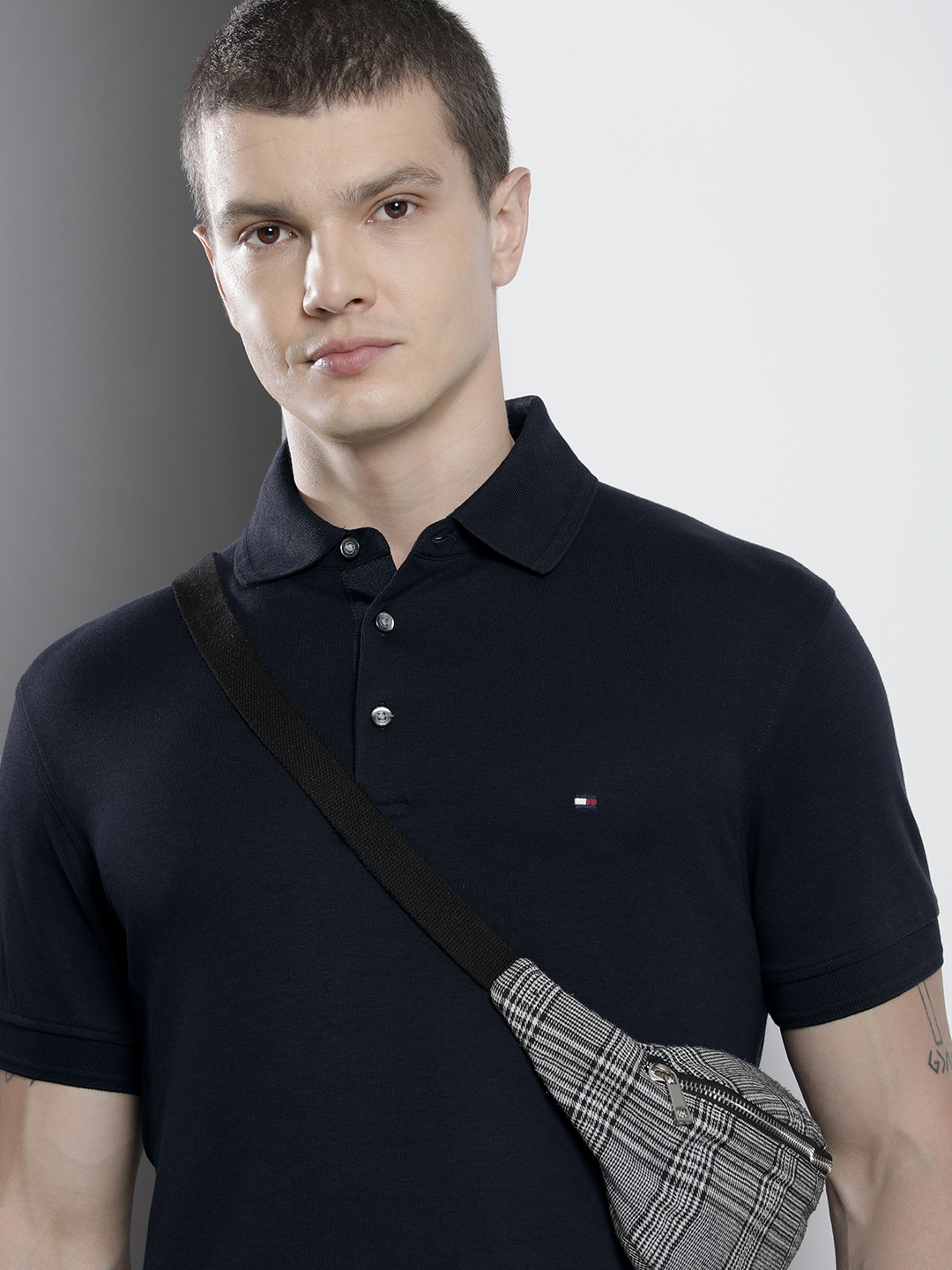 

Tommy Hilfiger Pure Cotton Polo Collar Slim Fit Casual T-shirt, Navy blue