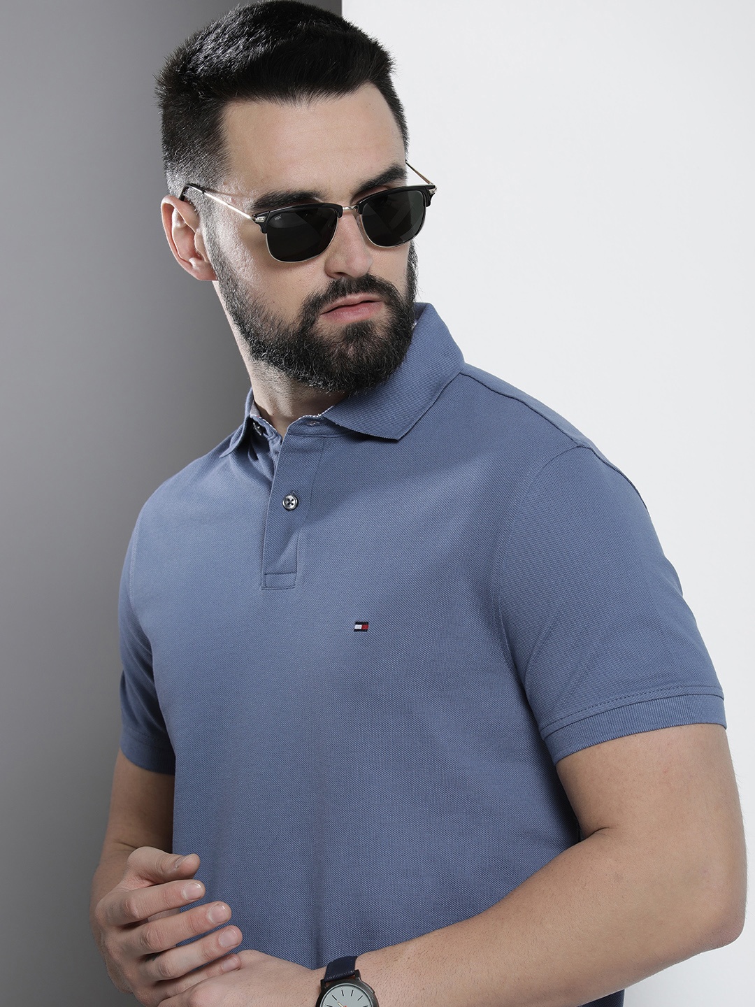 

Tommy Hilfiger Solid Polo Collar Casual T-shirt, Blue