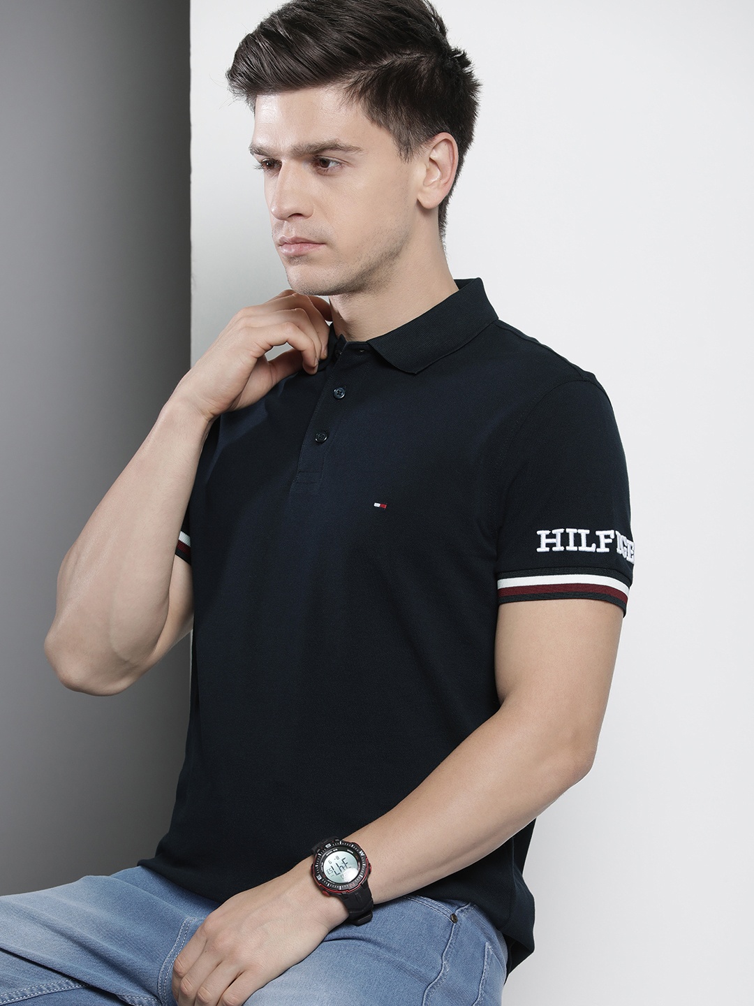 

Tommy Hilfiger Polo Collar Pure Cotton Slim Fit T-shirt, Navy blue