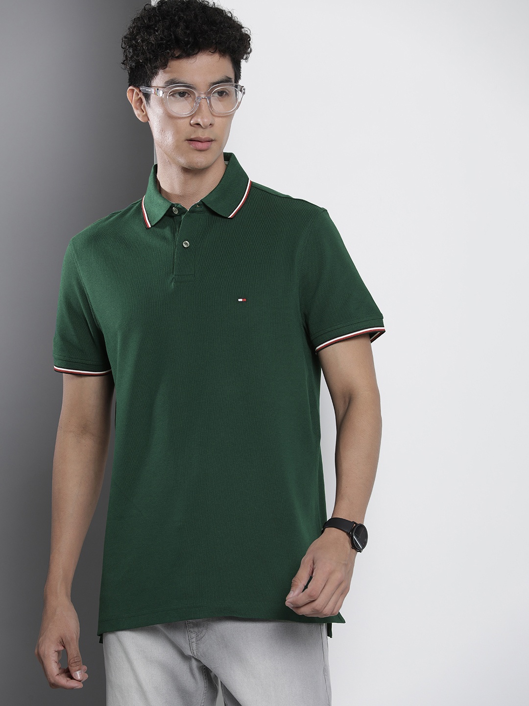

Tommy Hilfiger Polo Collar Solid Casual T-shirt, Green