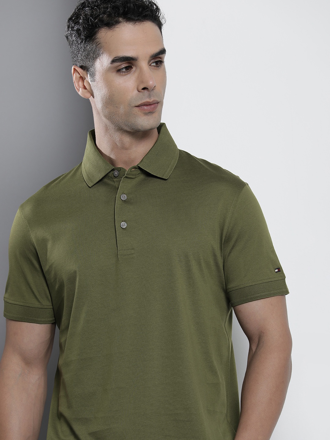 

Tommy Hilfiger Polo Collar Pure Cotton Slim Fit T-shirt, Olive