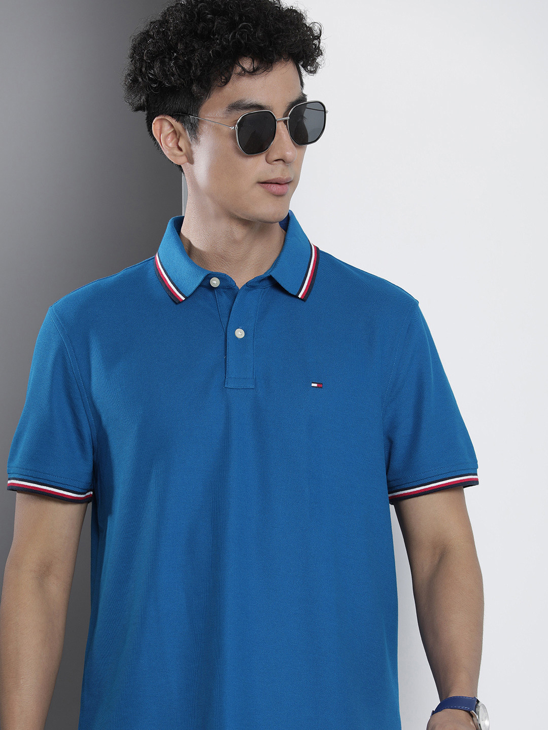 

Tommy Hilfiger Polo Collar Solid Casual T-shirt, Blue