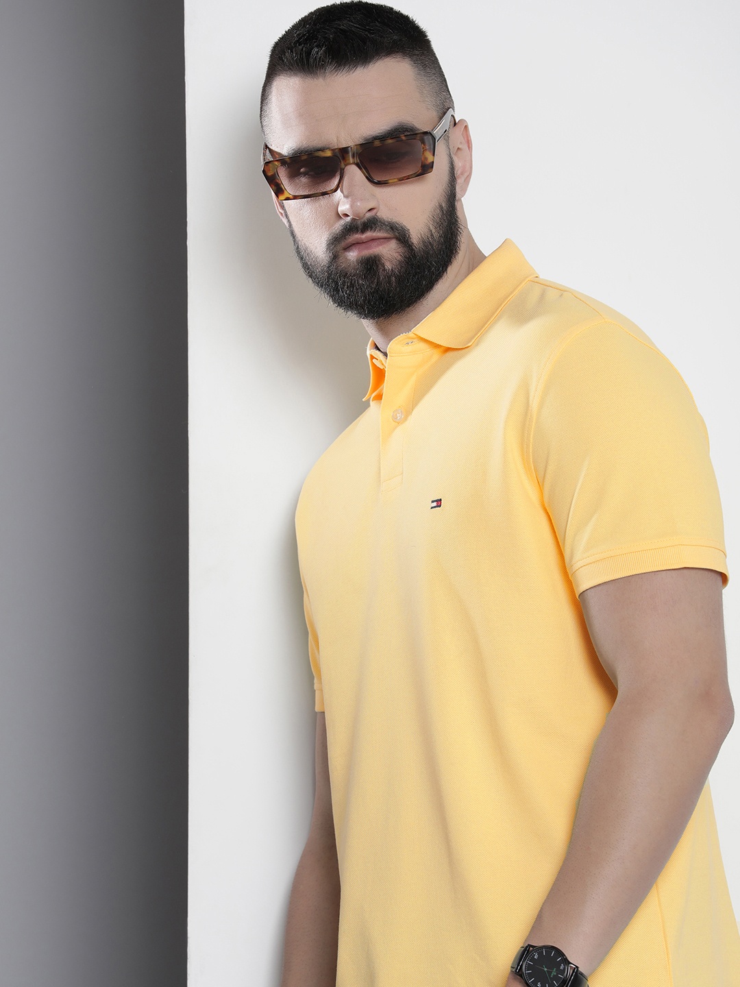 

Tommy Hilfiger Solid Polo Collar Casual T-shirt, Yellow