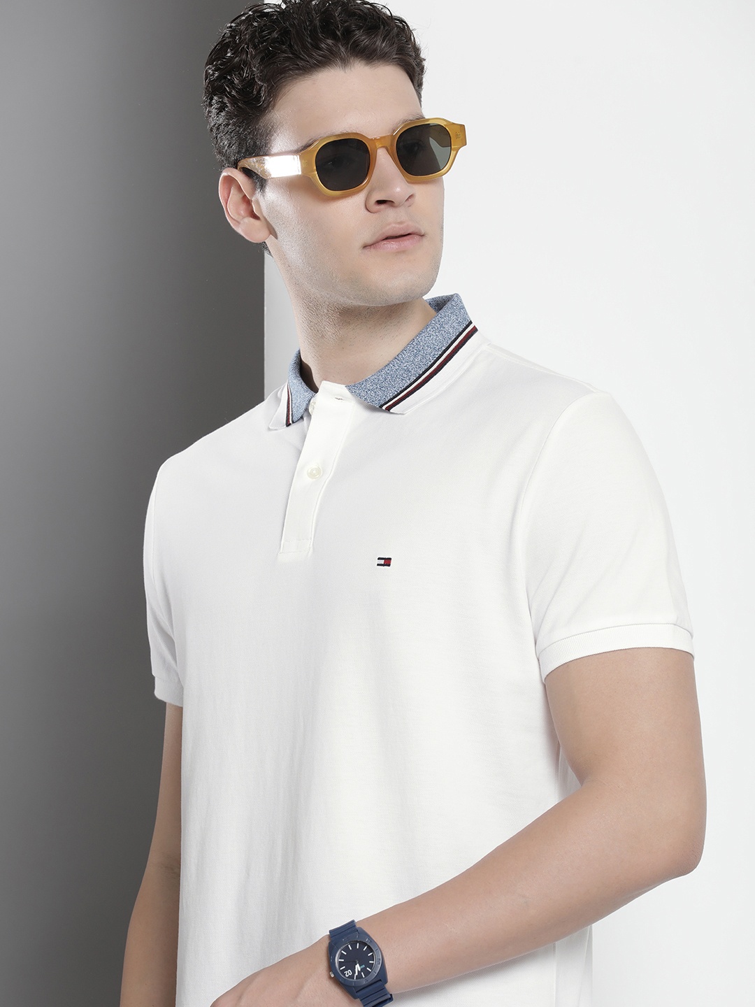 

Tommy Hilfiger Solid Polo Collar Pure Cotton T-shirt, White