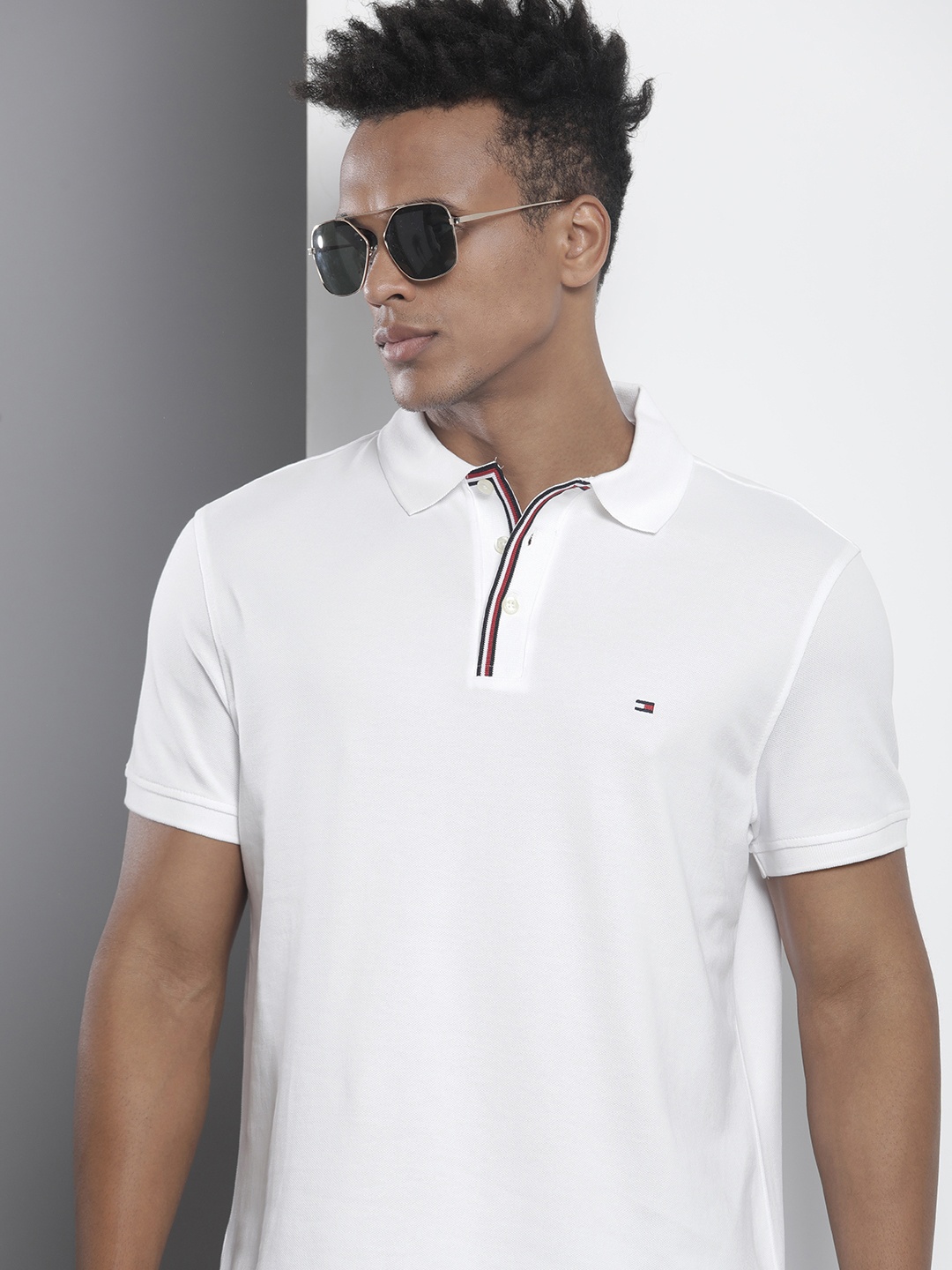 

Tommy Hilfiger Solid IM RWB PLACKET TIPPING REG Polo Collar T-shirt, White