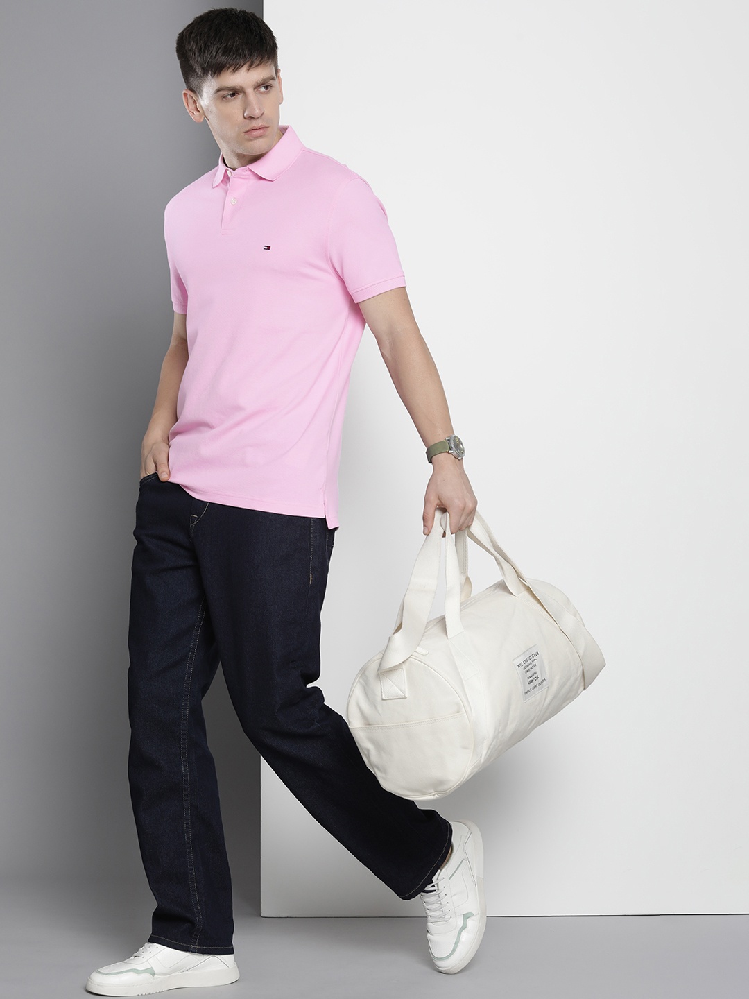 

Tommy Hilfiger Short Sleeves Solid Polo Collar T-shirt, Pink