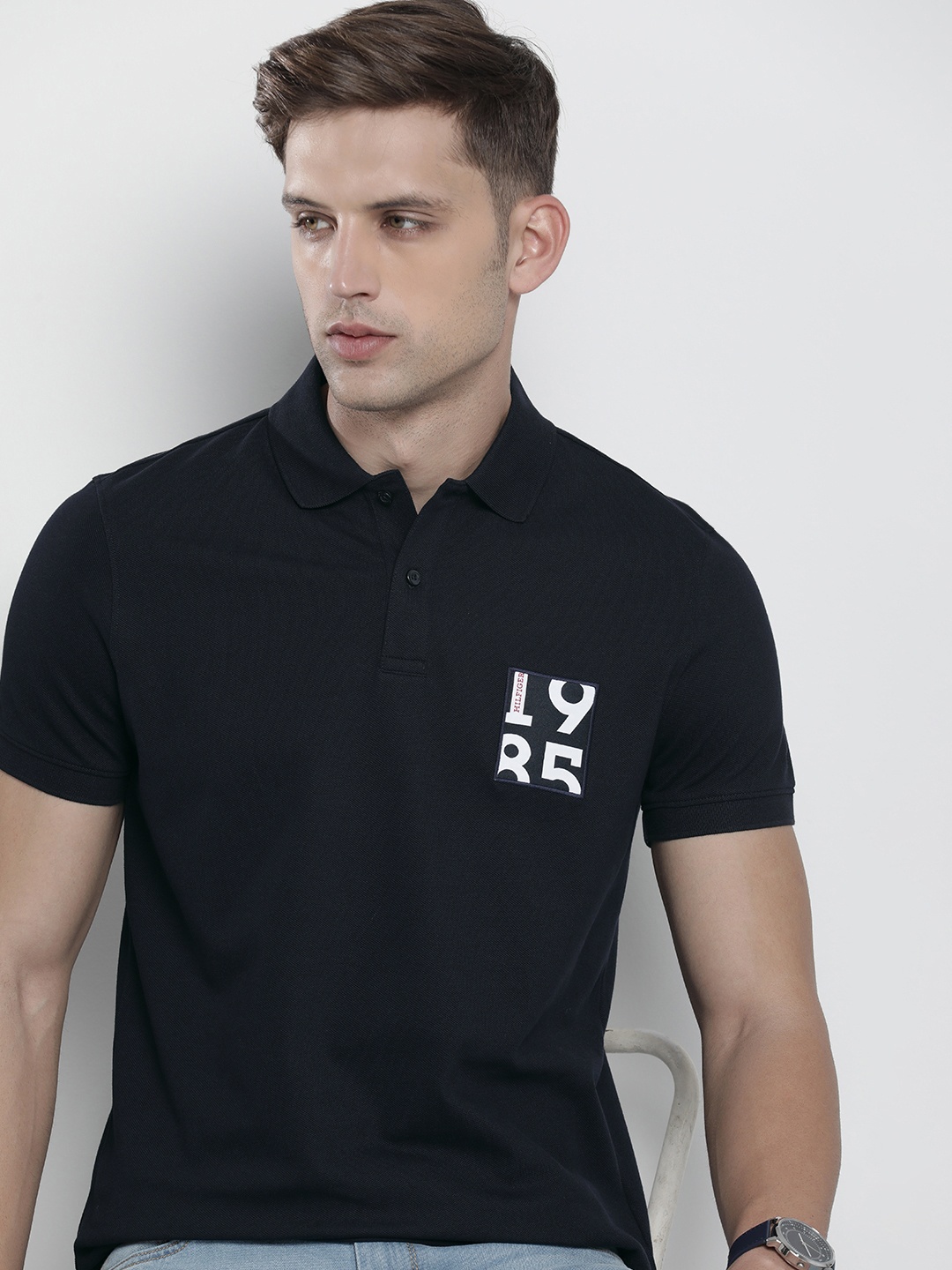 

Tommy Hilfiger Sustainable Polo Collar Applique Detail T-shirt, Navy blue
