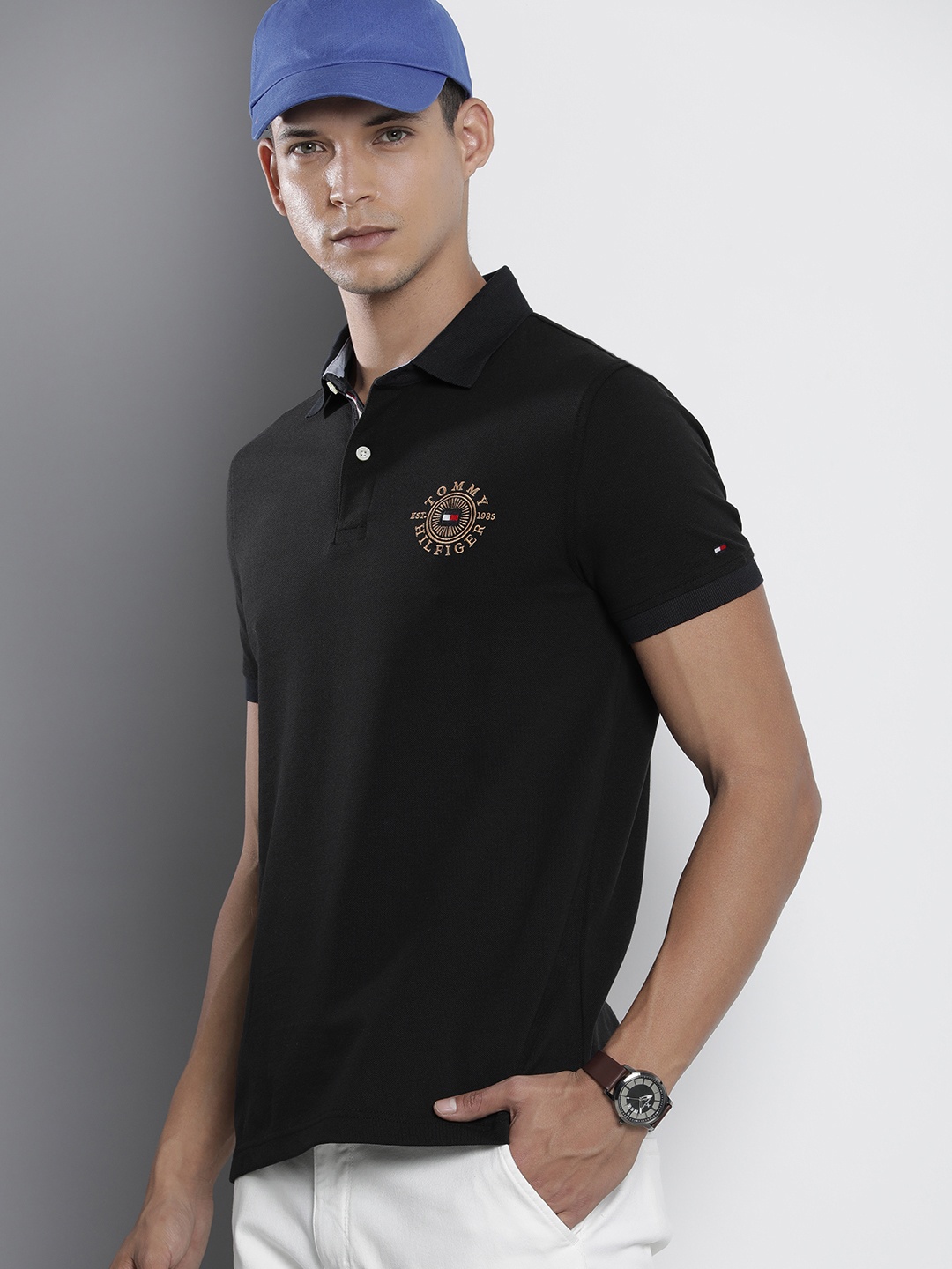 

Tommy Hilfiger Polo Collar Pure Cotton T-shirt, Black