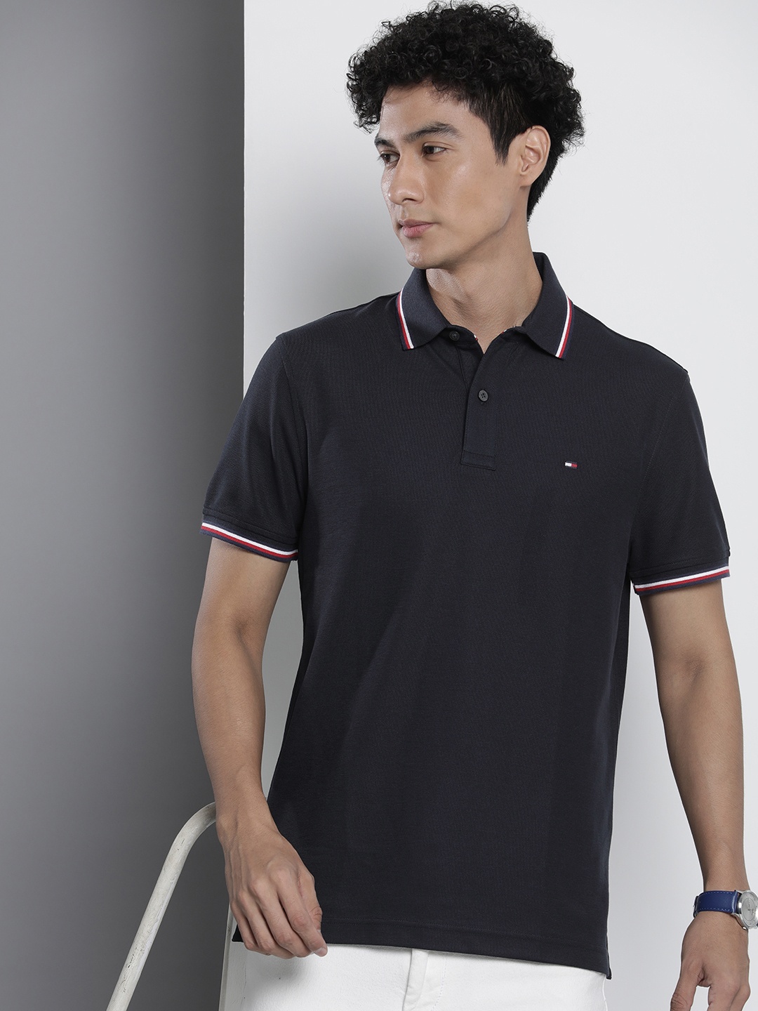 

Tommy Hilfiger Polo Collar Solid Casual T-shirt, Navy blue