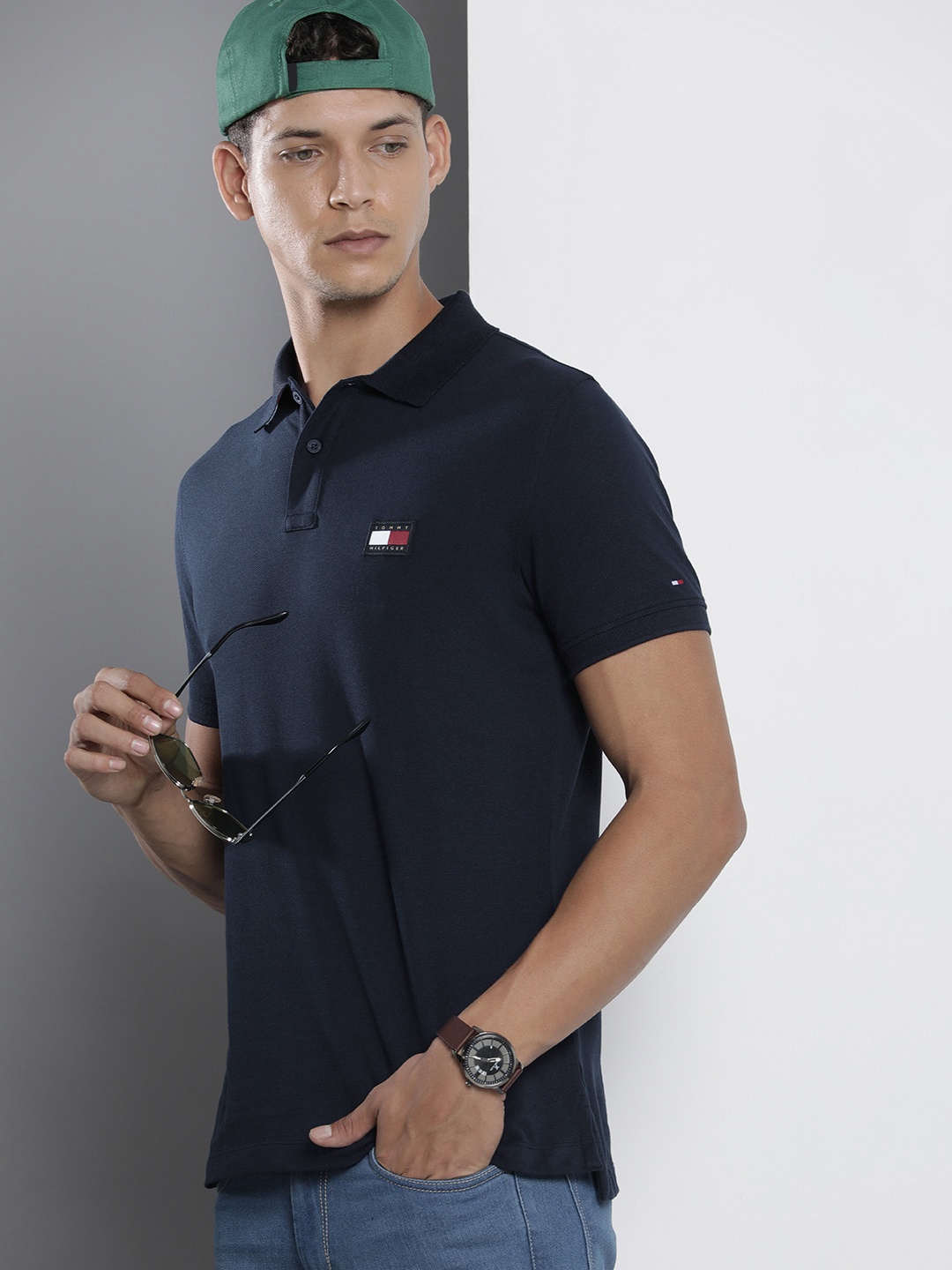 

Tommy Hilfiger Polo Collar Pure Cotton Slim Fit T-shirt, Navy blue