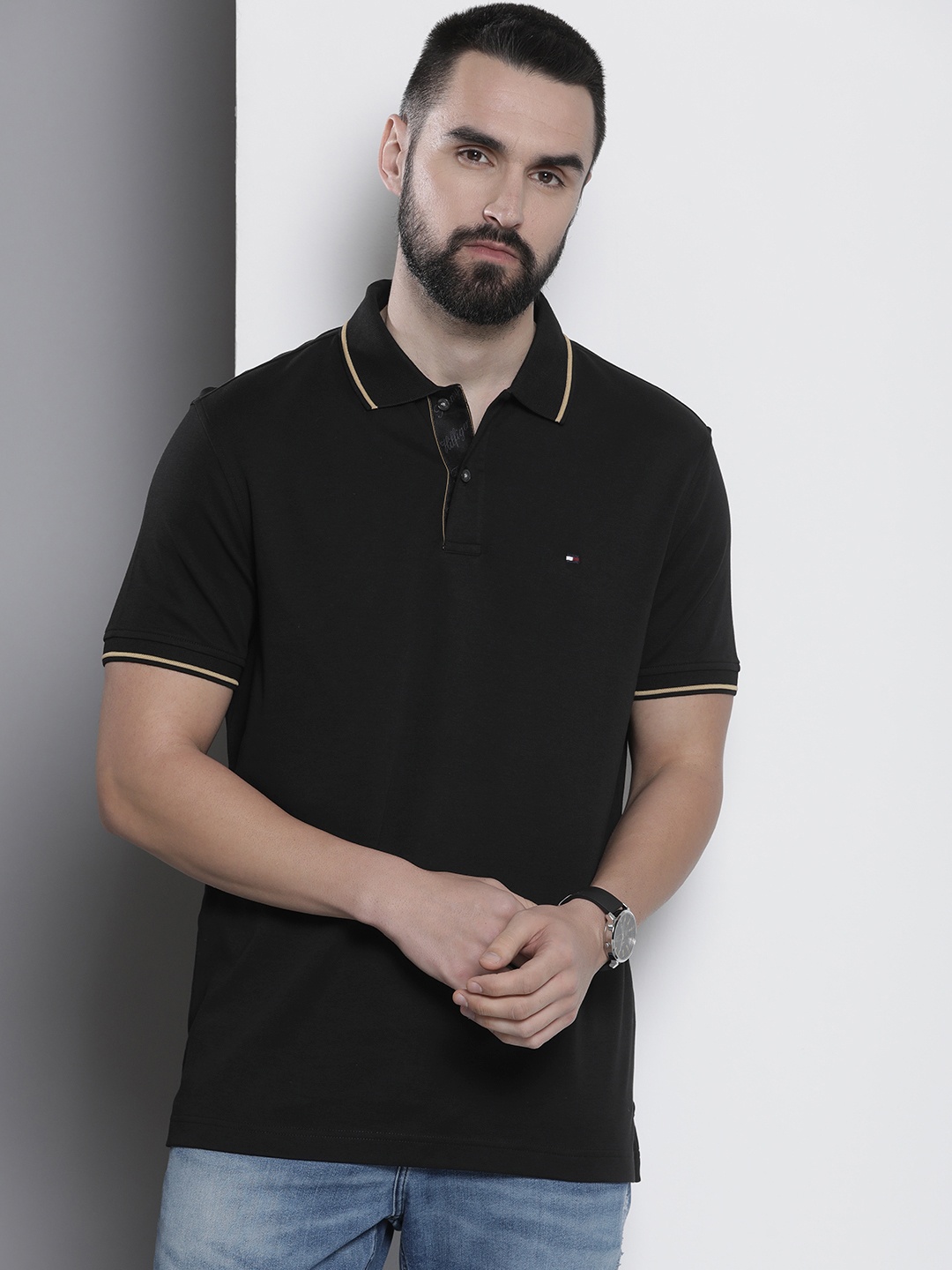 

Tommy Hilfiger Polo Collar Pure Cotton T-shirt, Black