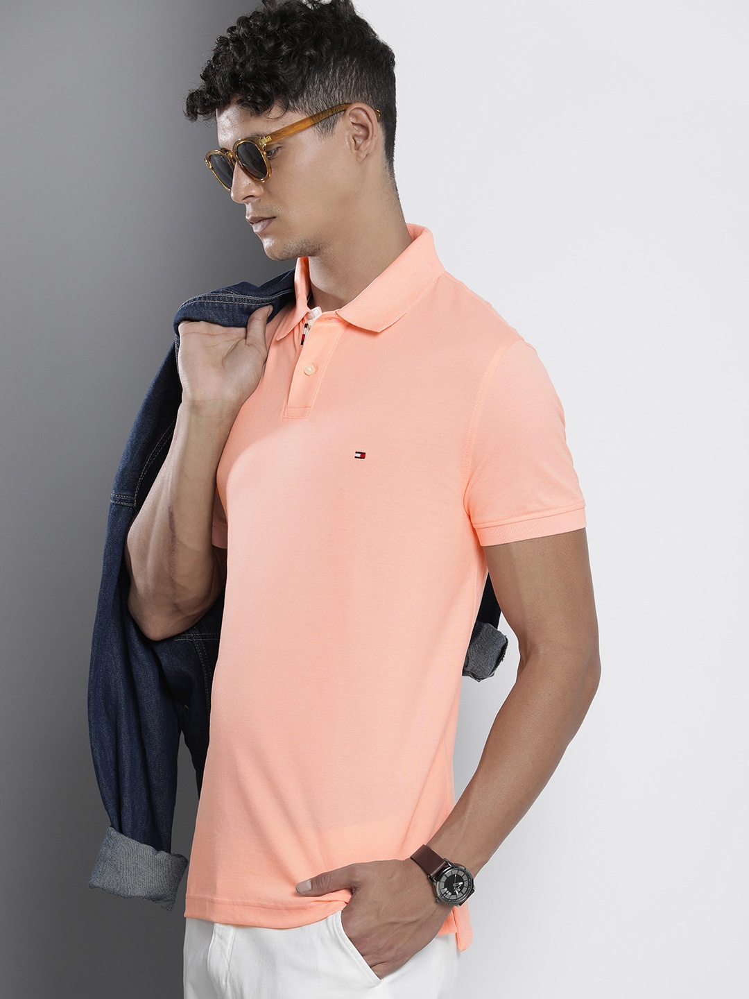 

Tommy Hilfiger Polo Collar Pure Cotton T-shirt, Peach