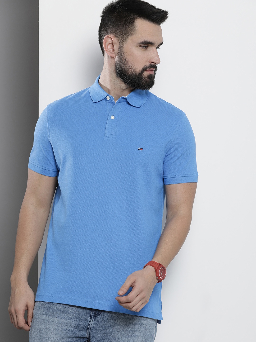 

Tommy Hilfiger Solid Polo Collar Casual T-shirt, Blue