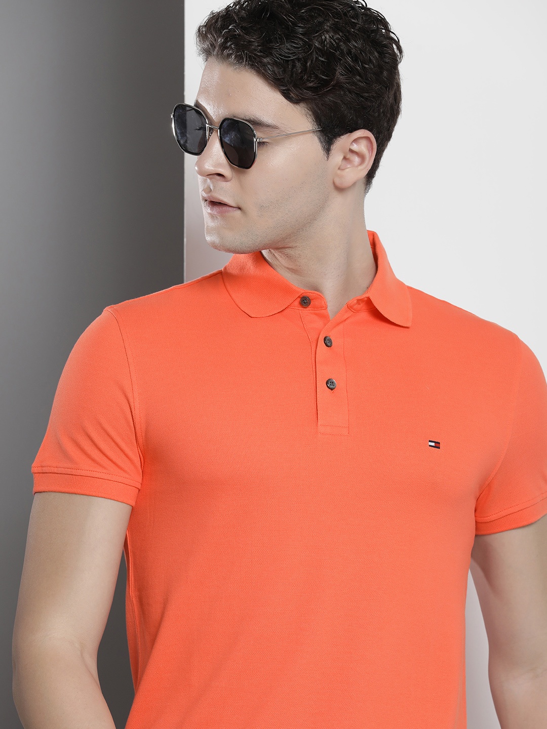 

Tommy Hilfiger Solid Polo Collar Slim Fit T-shirt, Orange