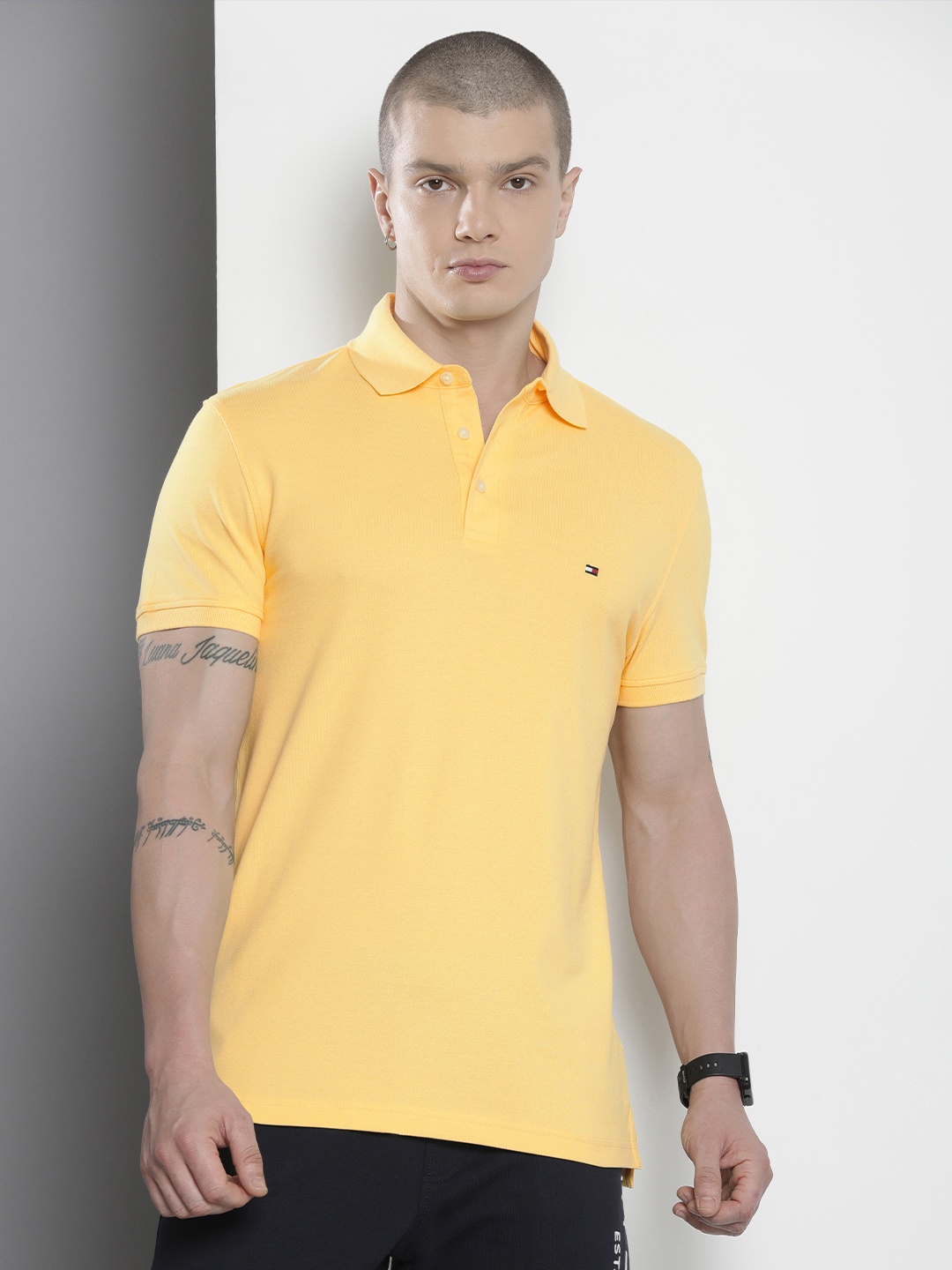 

Tommy Hilfiger Solid Polo Collar Slim Fit T-shirt, Yellow