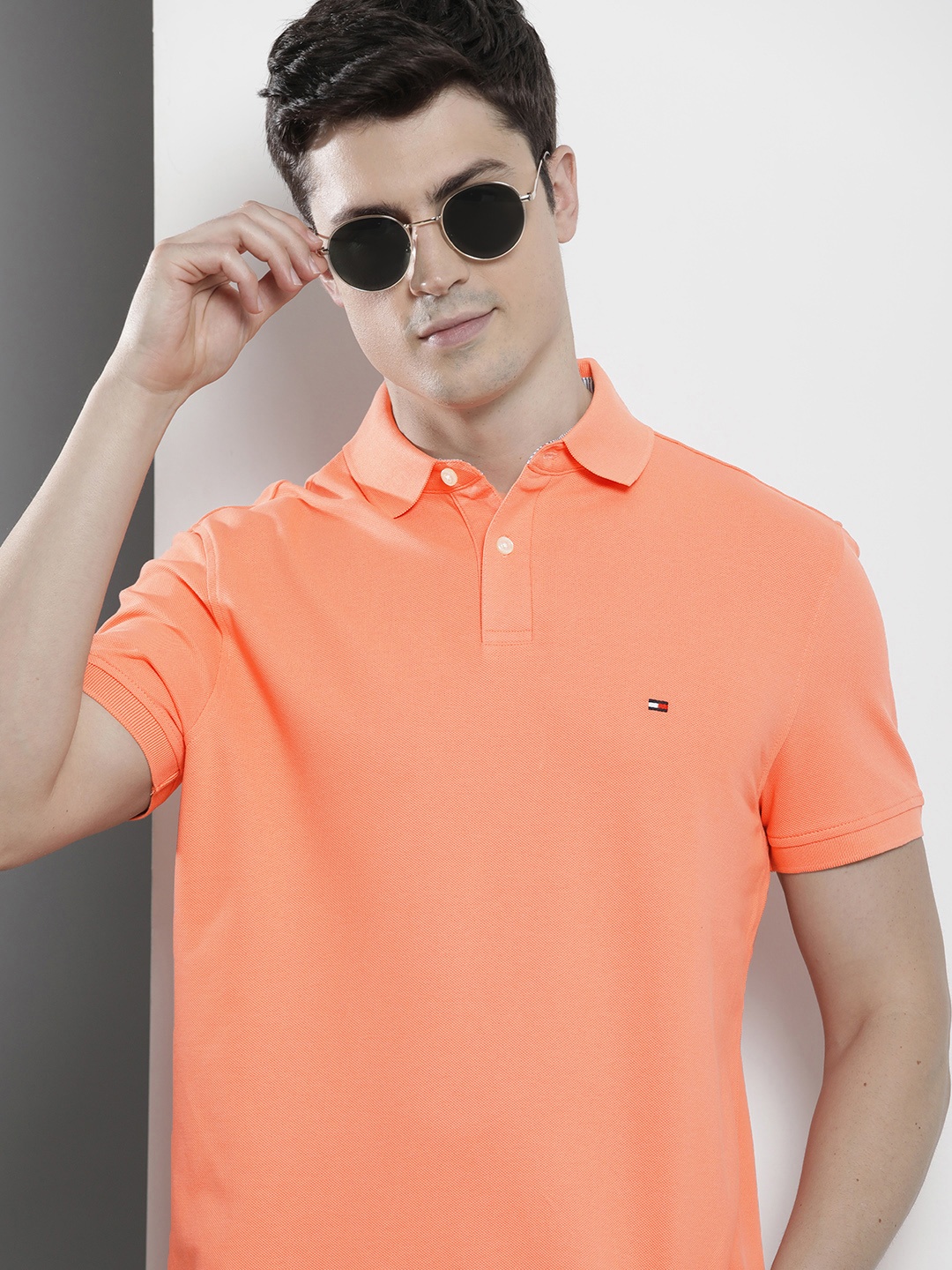 

Tommy Hilfiger Solid Polo Collar Casual T-shirt, Peach