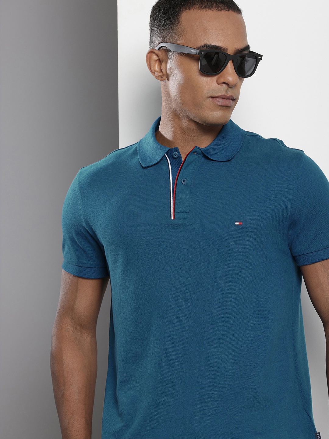 

Tommy Hilfiger Pure Cotton Polo Collar Slim Fit T-shirt, Blue