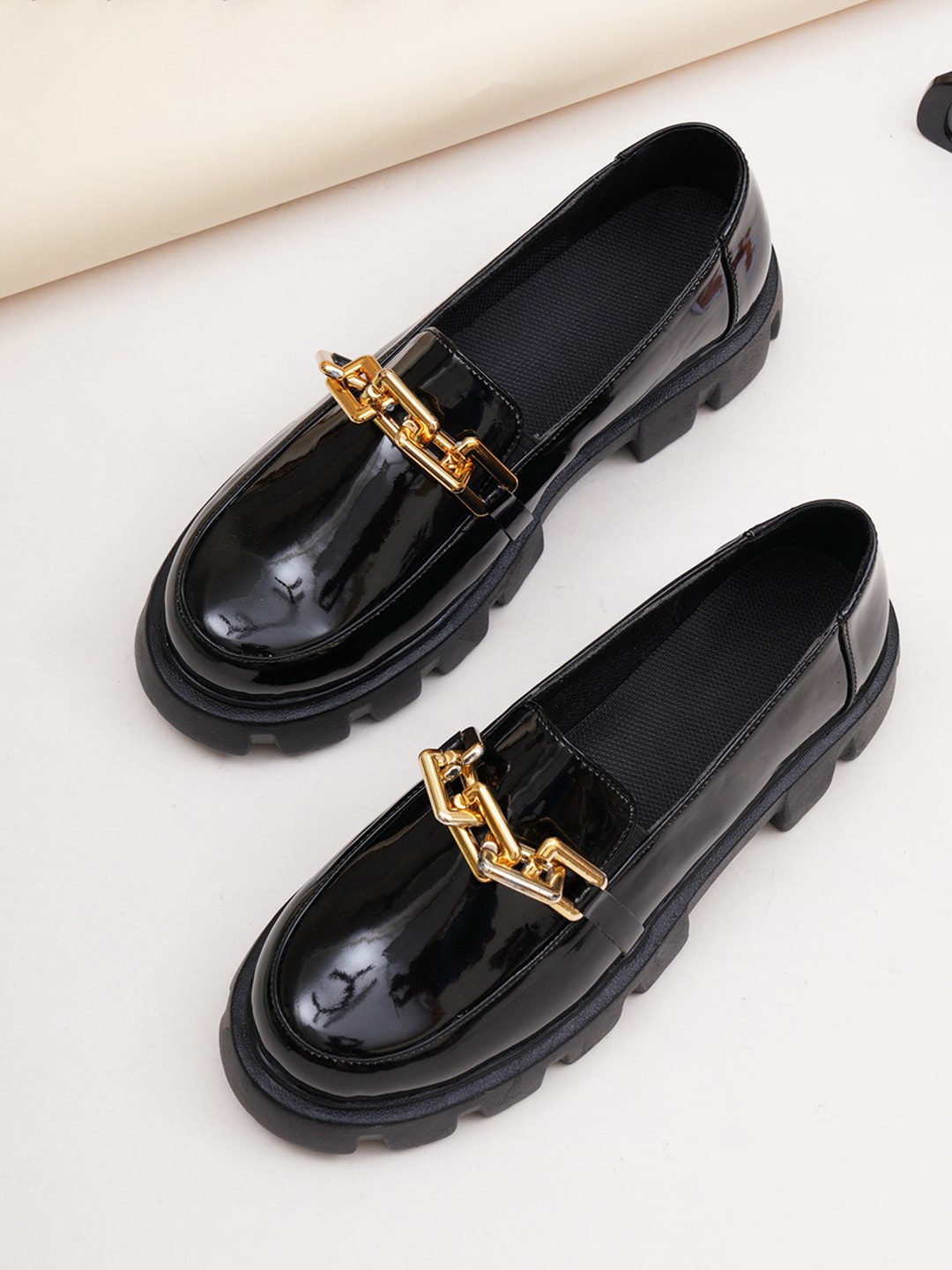 

HASTEN Women Lightweight Comfort Insole Horsebit Loafers, Black
