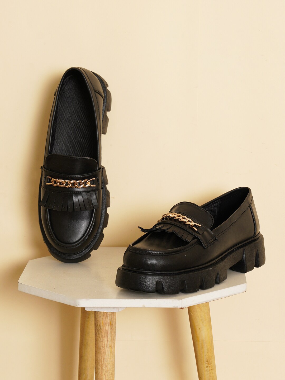 

HASTEN Women Lightweight Comfort Insole Horsebit Loafers, Black