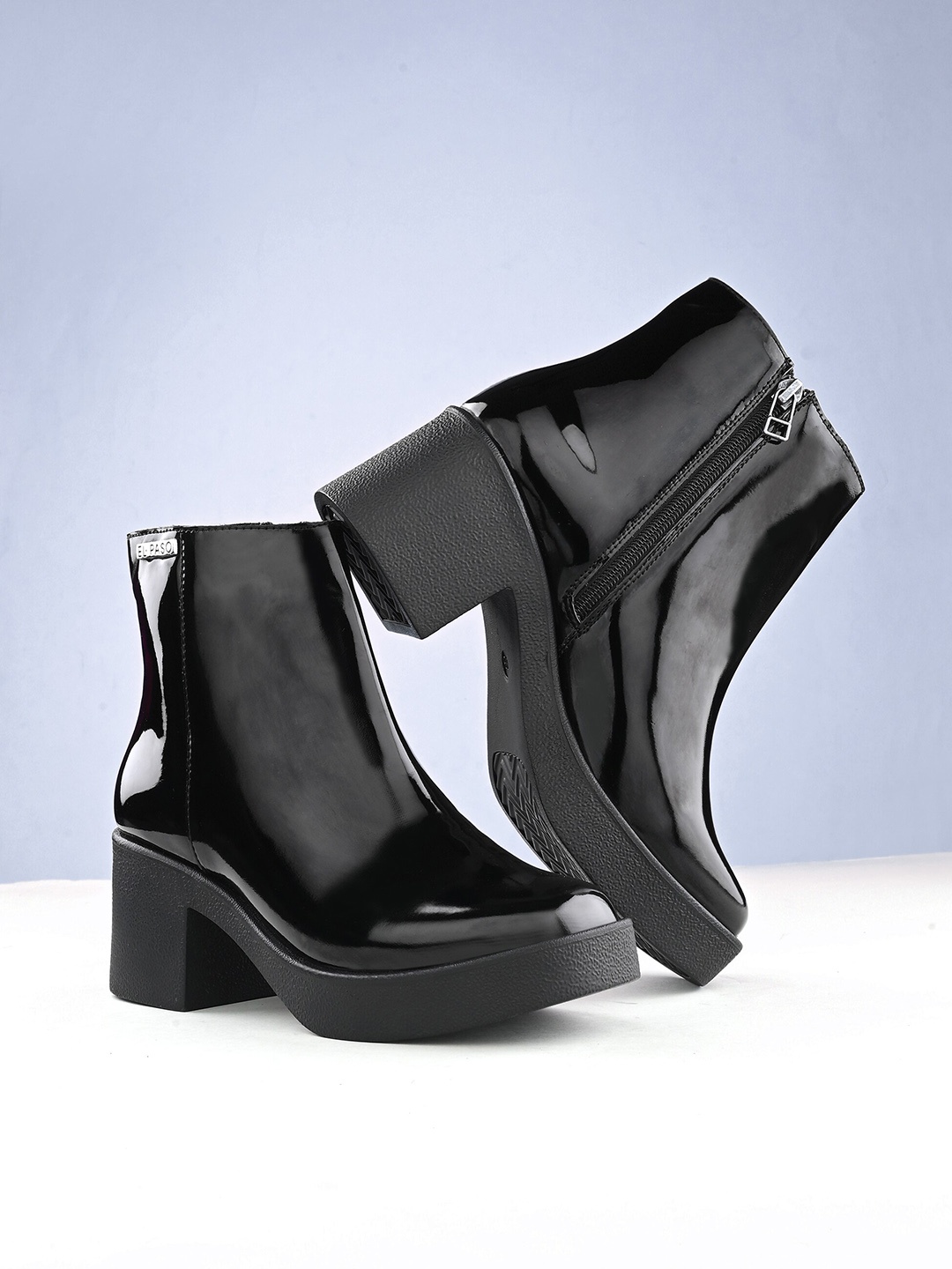 

El Paso Women Platform-Heeled Mid-Top Regular Boots, Black