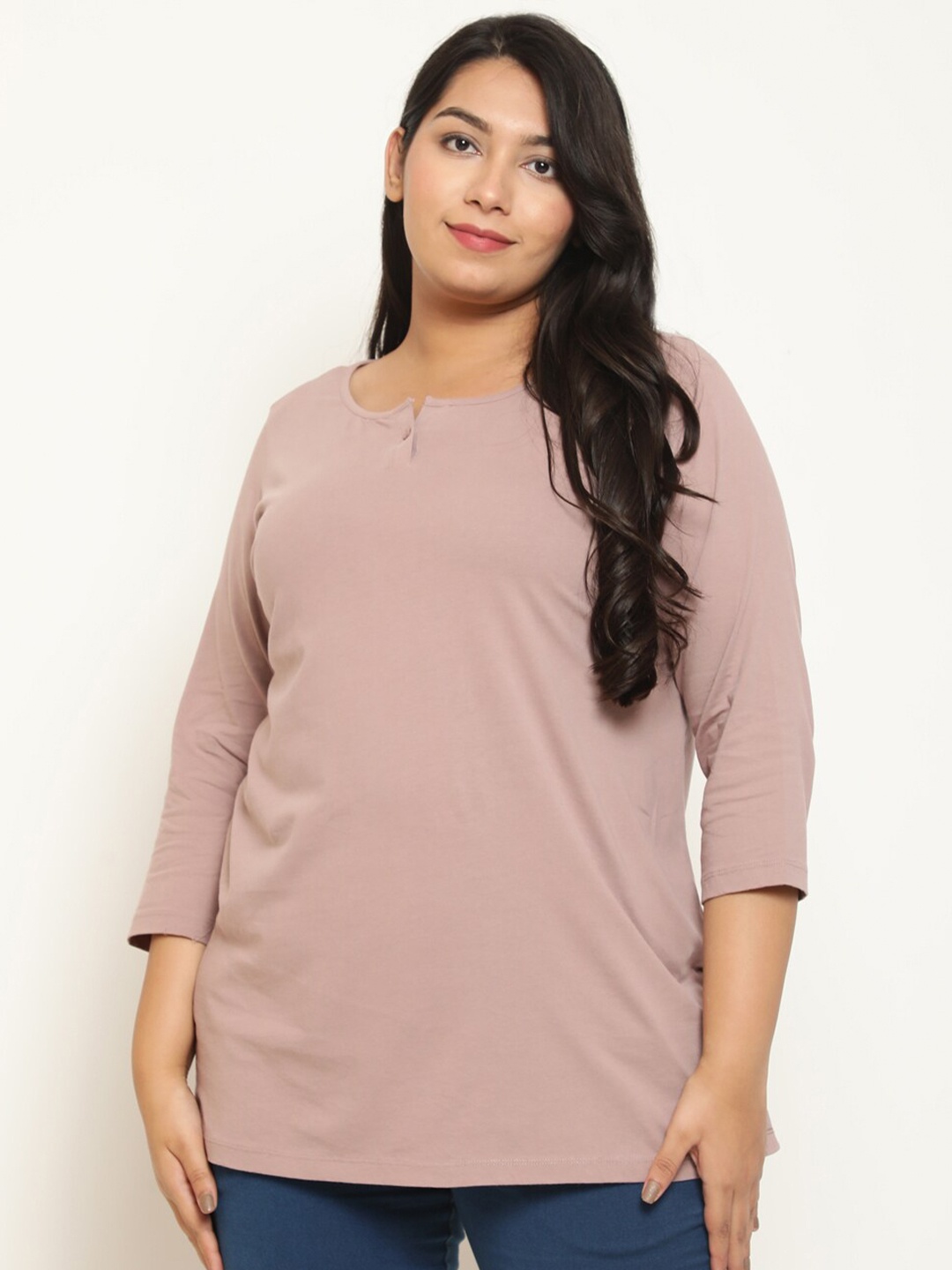 

Amydus Plus Size Round Neck Regular Fit T-shirt, Mauve