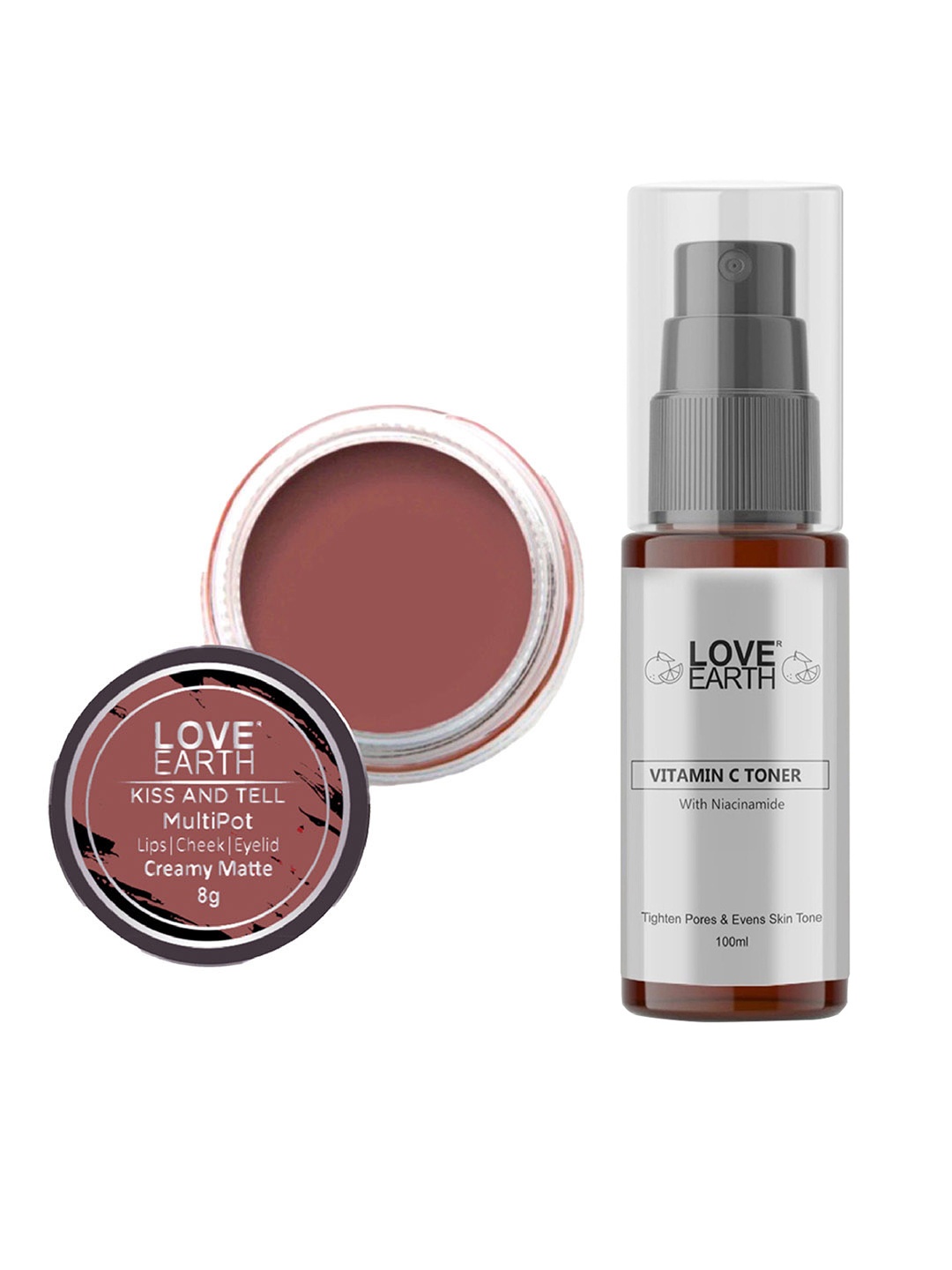

LOVE EARTH Multipot Lip-Cheek-Eyelid Tint 8g & Vitamin C Toner 100ml, Mauve
