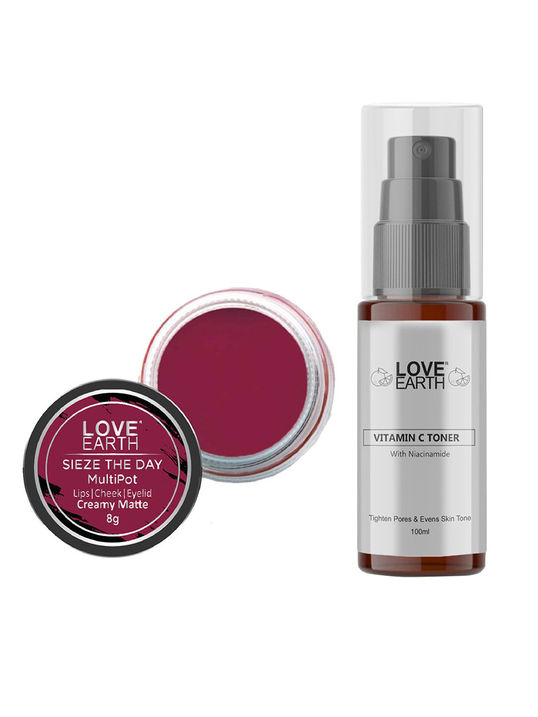 

LOVE EARTH Multipot Lip-Cheek-Eyelid Tint 8g & Vitamin C Toner 100ml, Pink