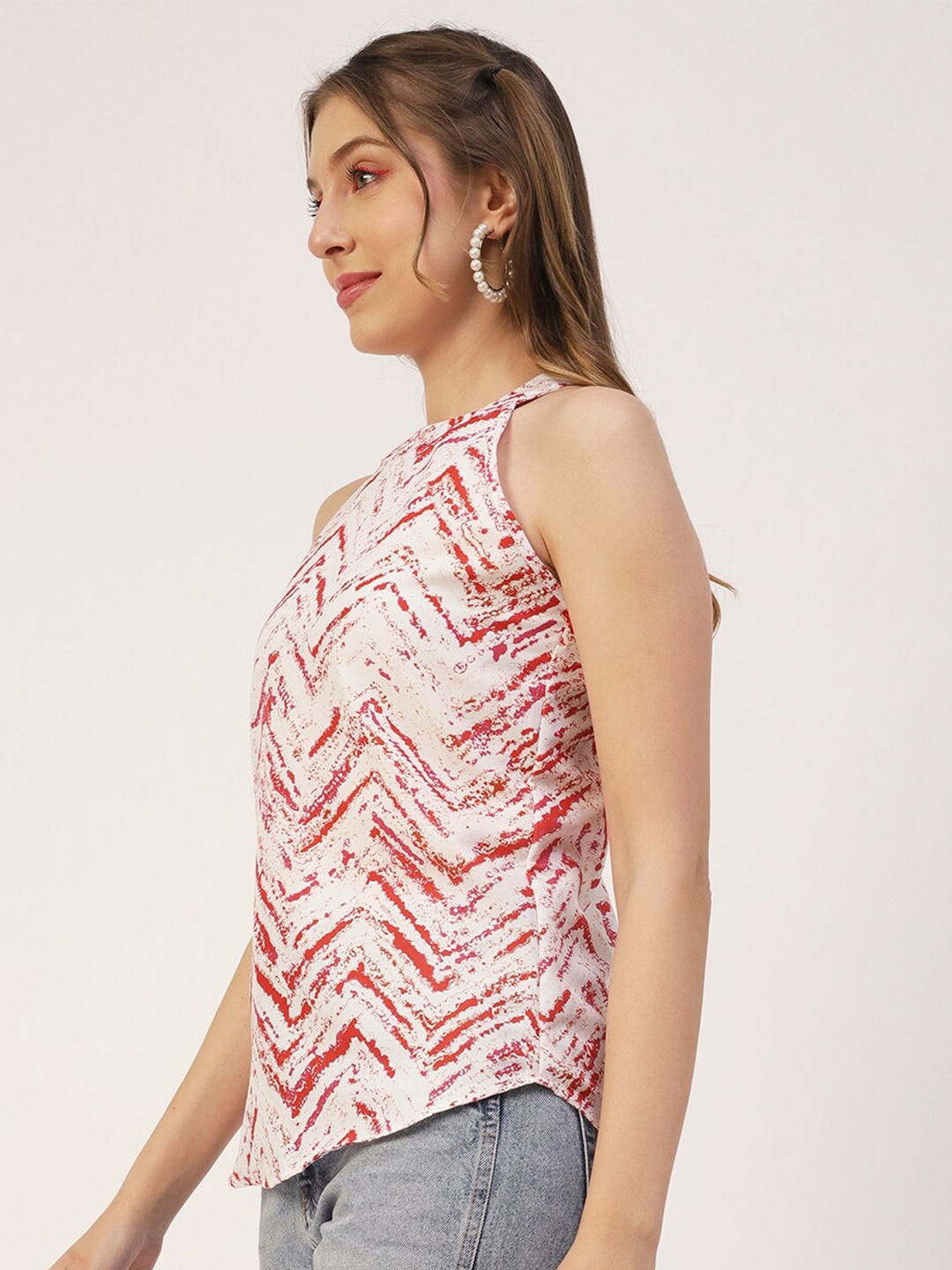 

Moomaya Abstract Printed Halter Neck Summer Tank Top, White
