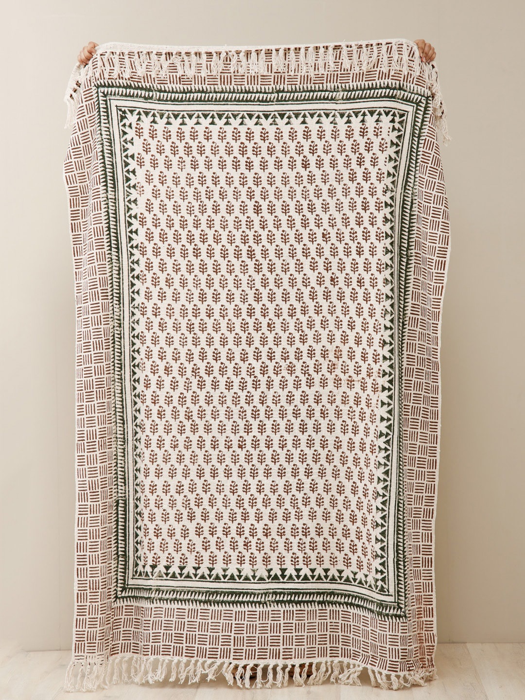 

Ariana Brown & White Block Printed Pure Cotton Throw