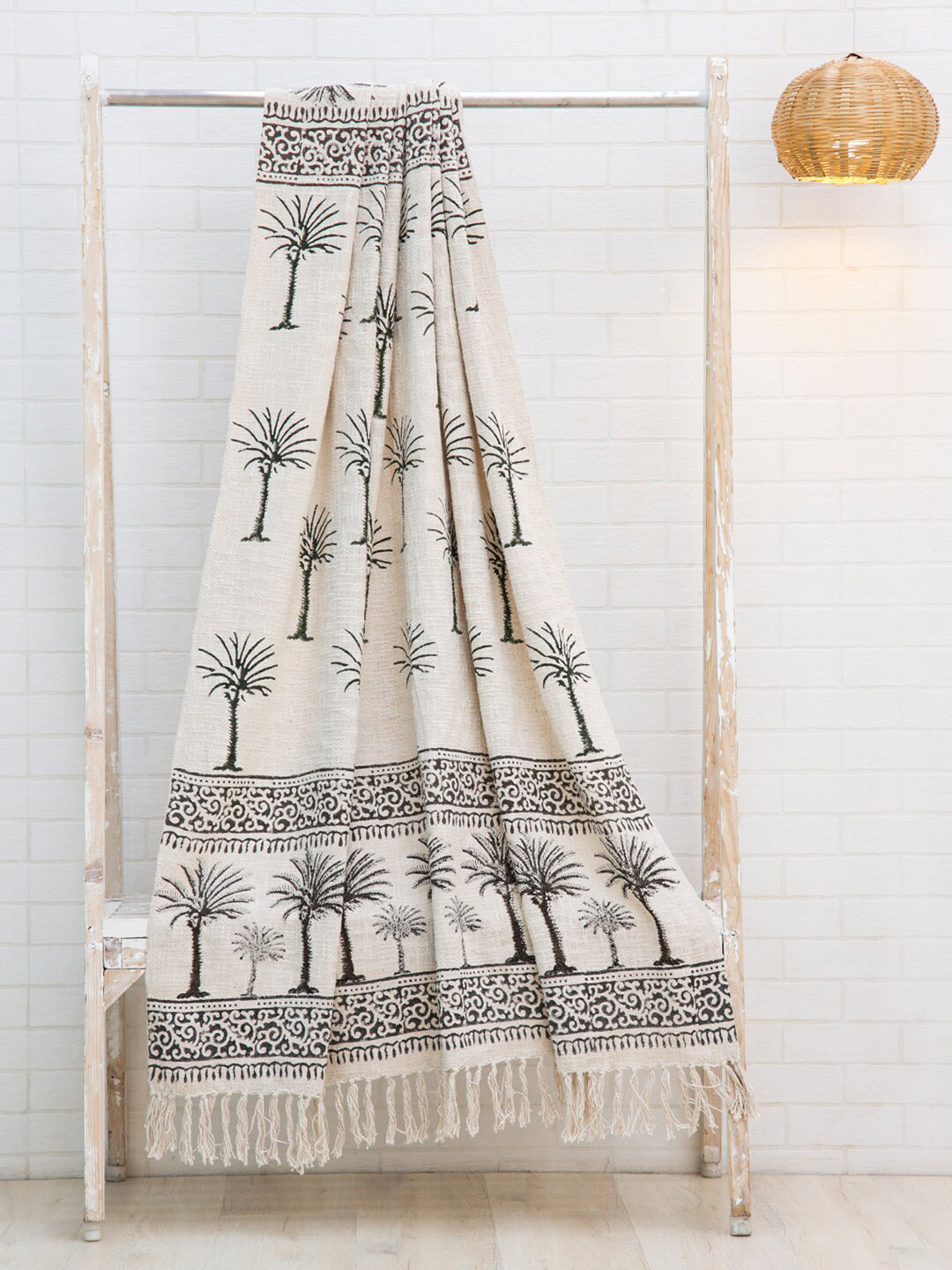 

Ariana Off White & Brown Printed Cotton Sofa Throw