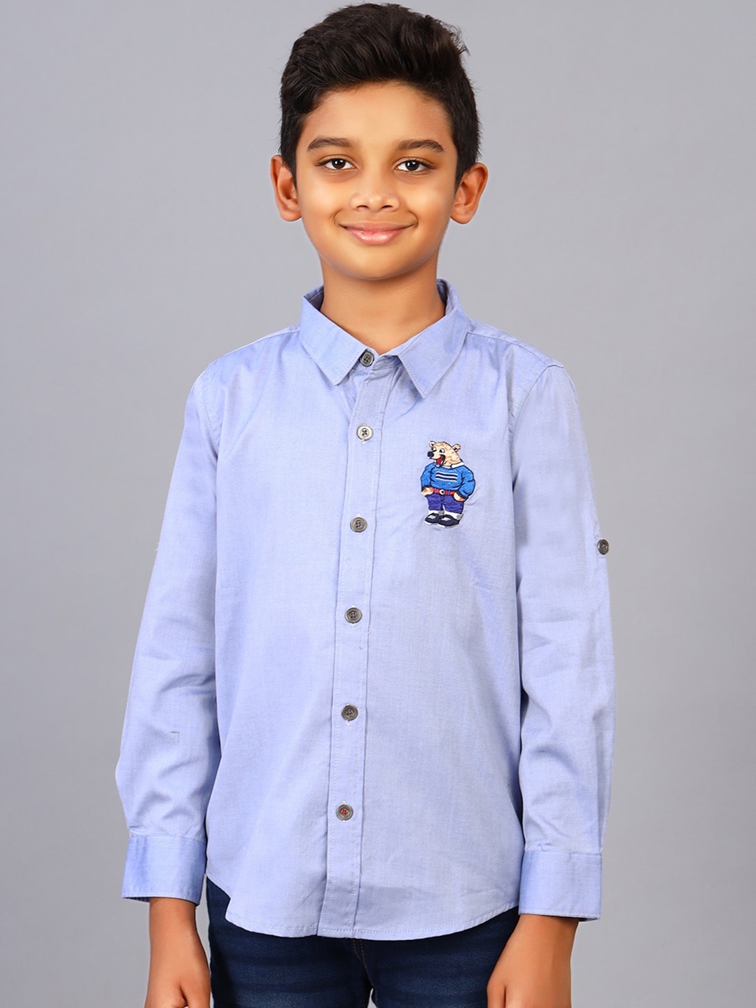 

ZION Boys Classic Opaque Cotton Casual Shirt, Blue