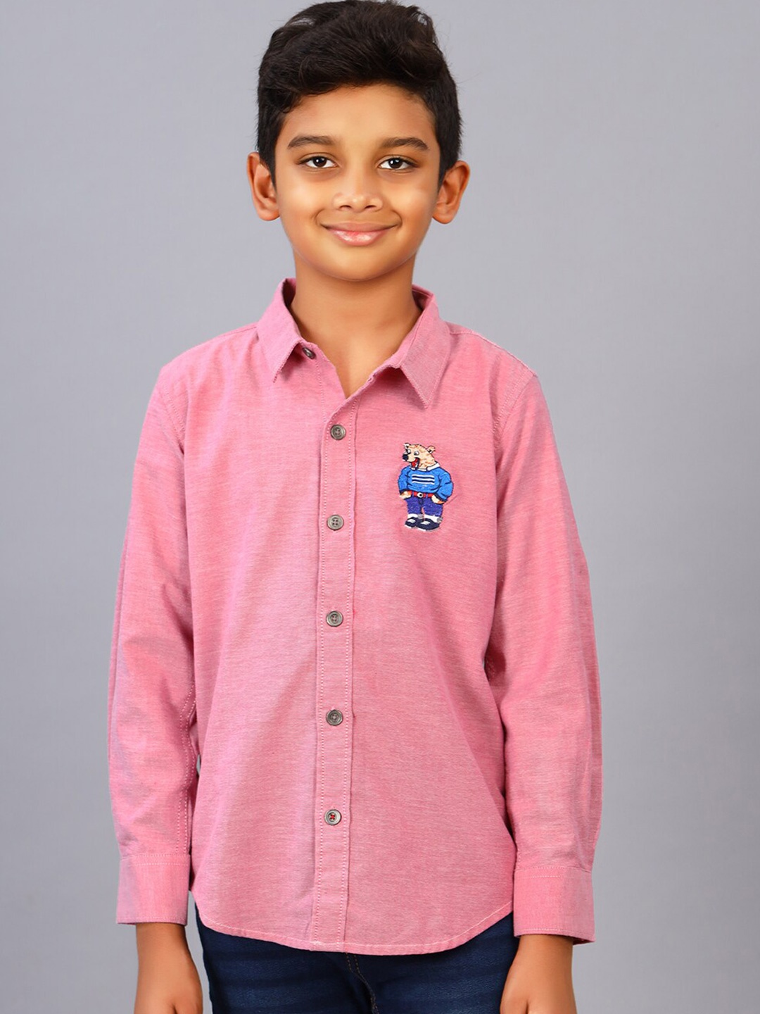 

ZION Boys Classic Opaque Cotton Casual Shirt, Pink