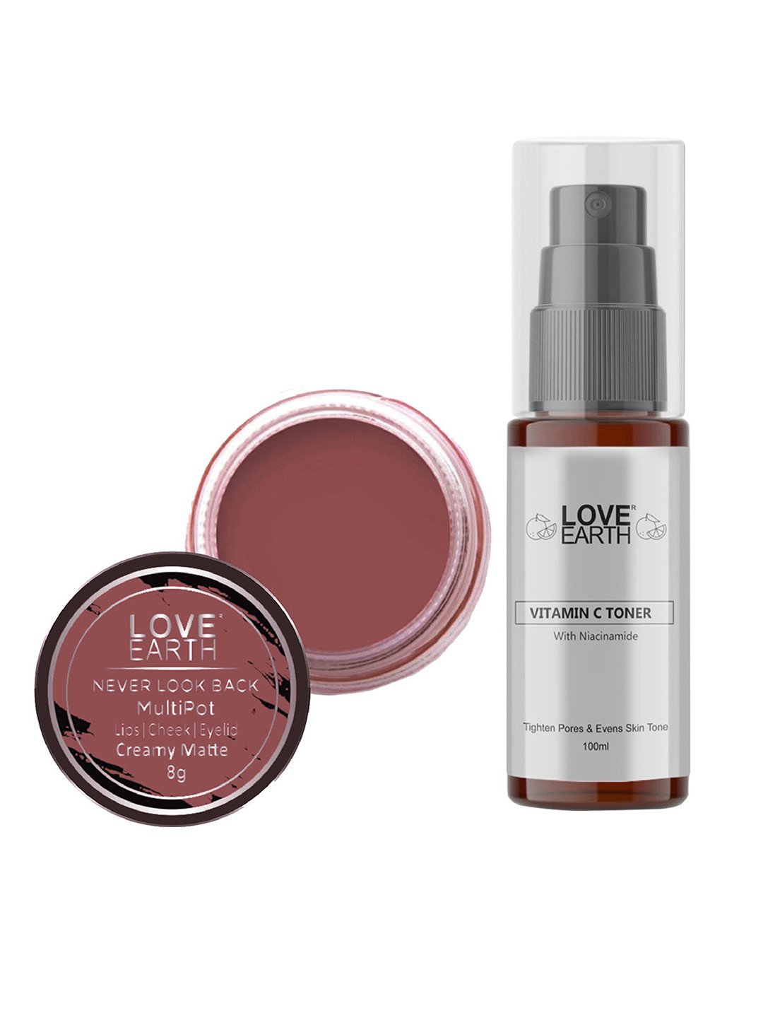 

LOVE EARTH Multipot Lip-Cheek-Eyelid Tint 8g & Vitamin C Toner 100ml, Pink