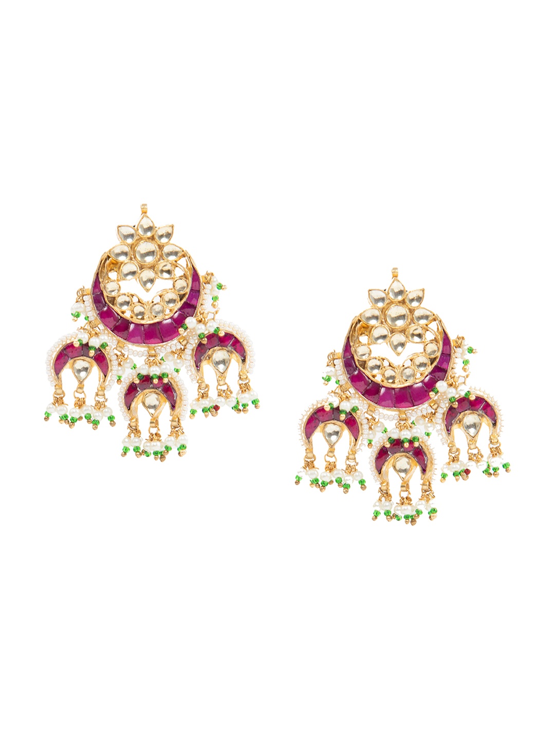 

AURAA TRENDS Gold Plated Kundan Studded Classic Drop Earrings