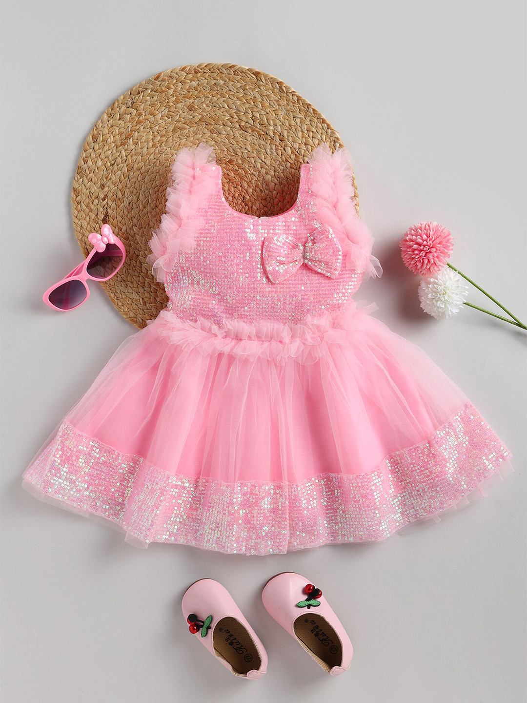 

BAESD Infants Embellished Sequinned Net Fit & Flare Dress, Pink