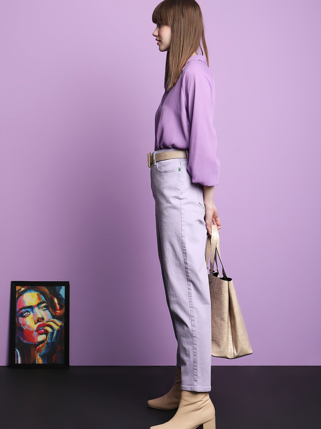 

Vero Moda Women Slim Fit High-Rise Jeans, Purple