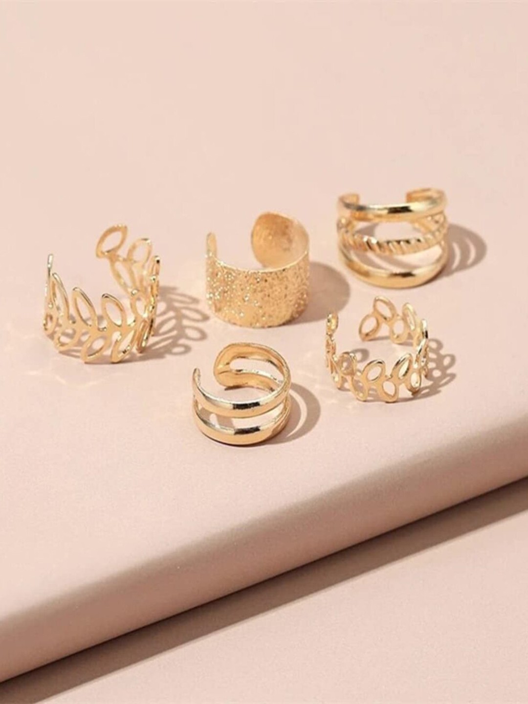

ANNA CREATIONS Set Of 5 Gold-Plated Contemporary Ear Cuff Earrings