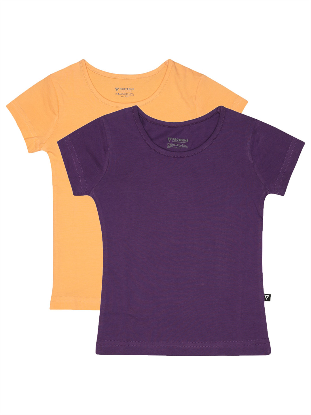 

Bodycare Girls Pack Of 2 Round Neck Pure Cotton T-shirt, Yellow