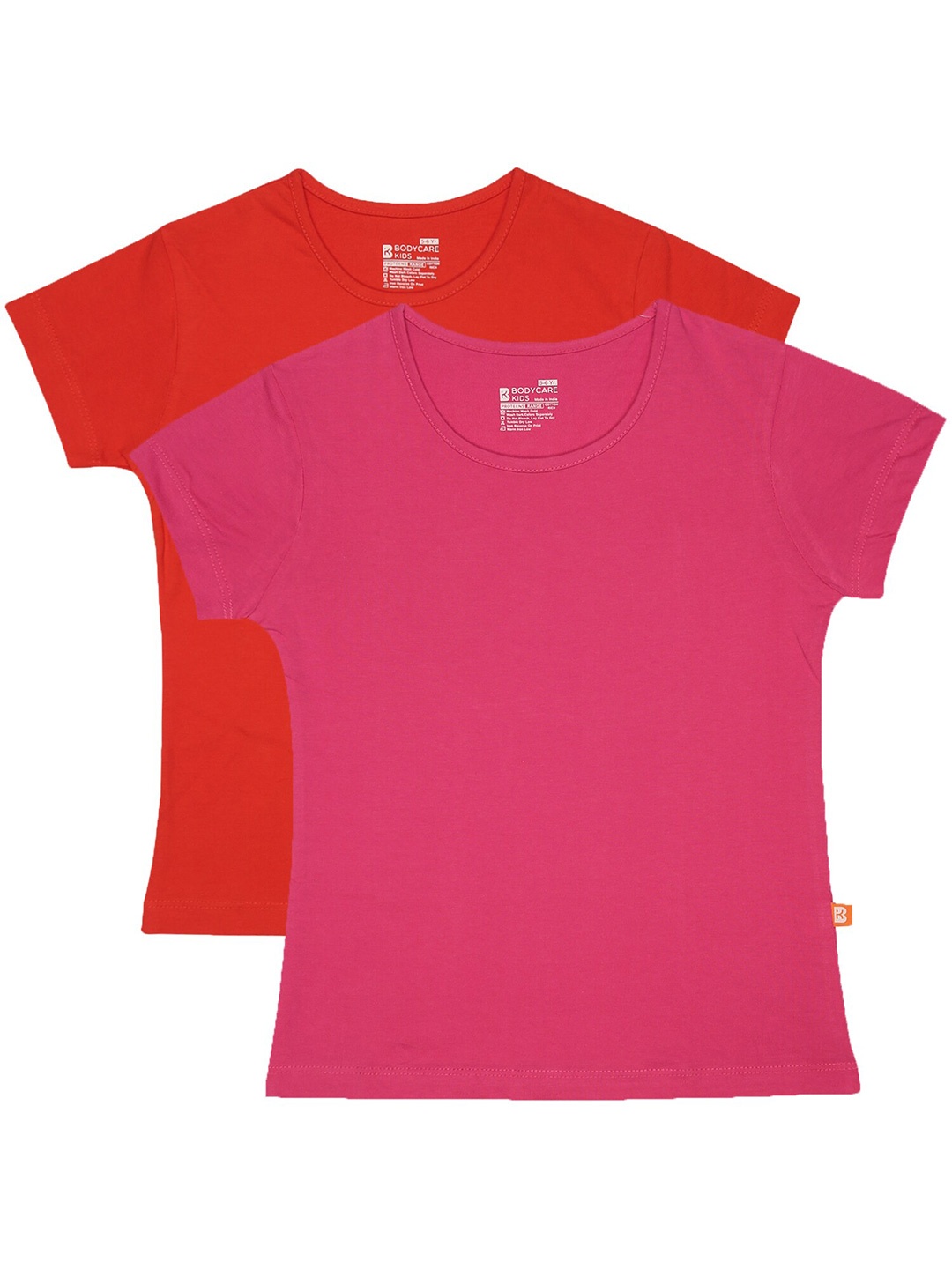 

Bodycare Girls Pack Of 2 Round Neck Pure Cotton T-shirt, Fuchsia