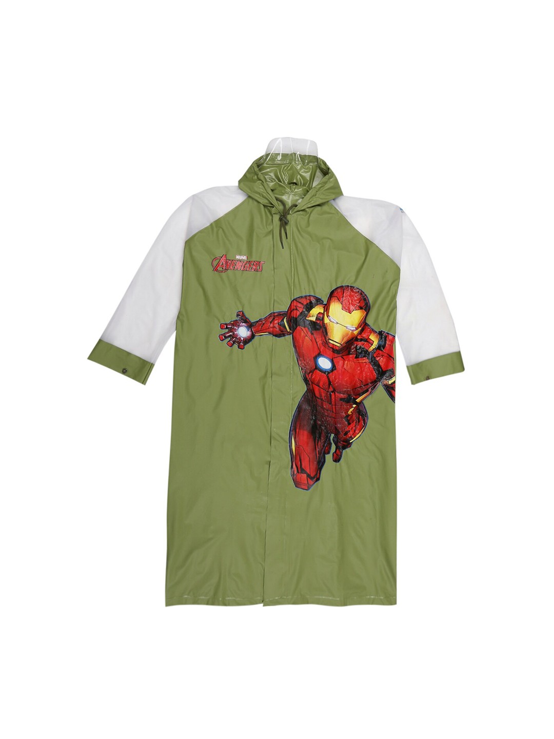 

Zeel Boys Spider Man Printed Hooded Rain Jacket, Olive
