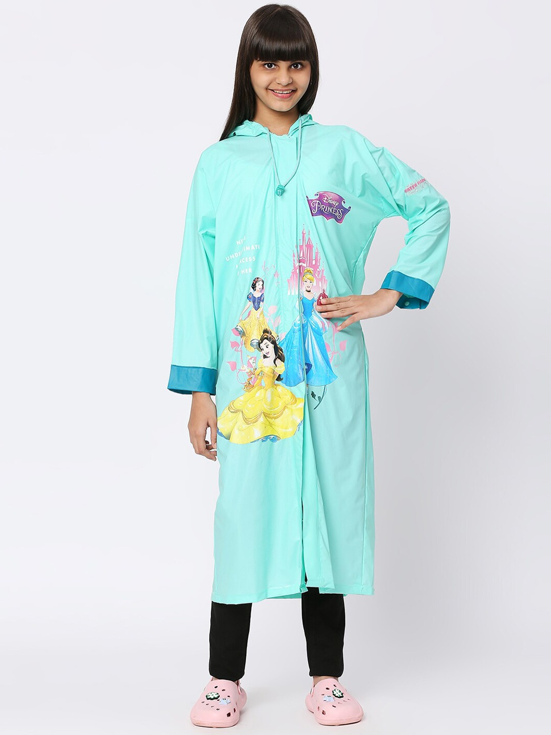 

Zeel Girls Disney Princess Printed RainCoat, Sea green