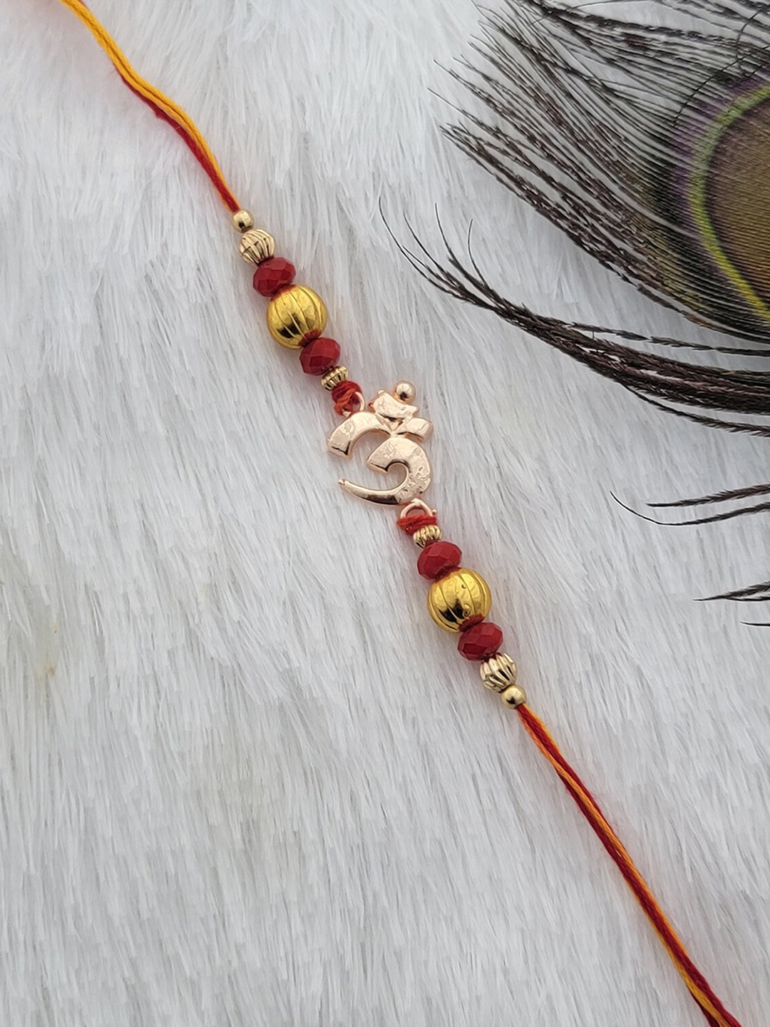 

Mahi Men Beaded Om Charm Rakhi, Rose gold