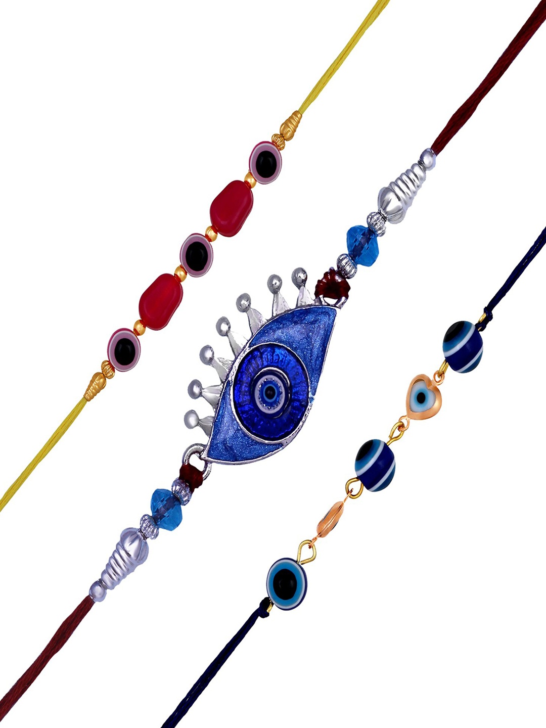 

Mahi Set Of 3 Evil Eye Nazariya Rakhis, Yellow