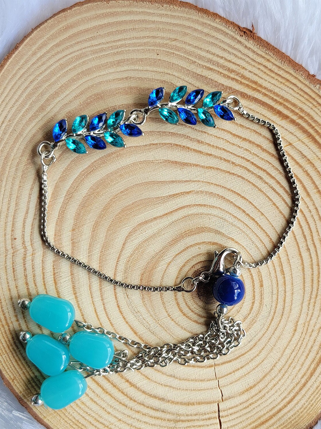 

Mahi Stones-studded & Beaded Lumba, Blue