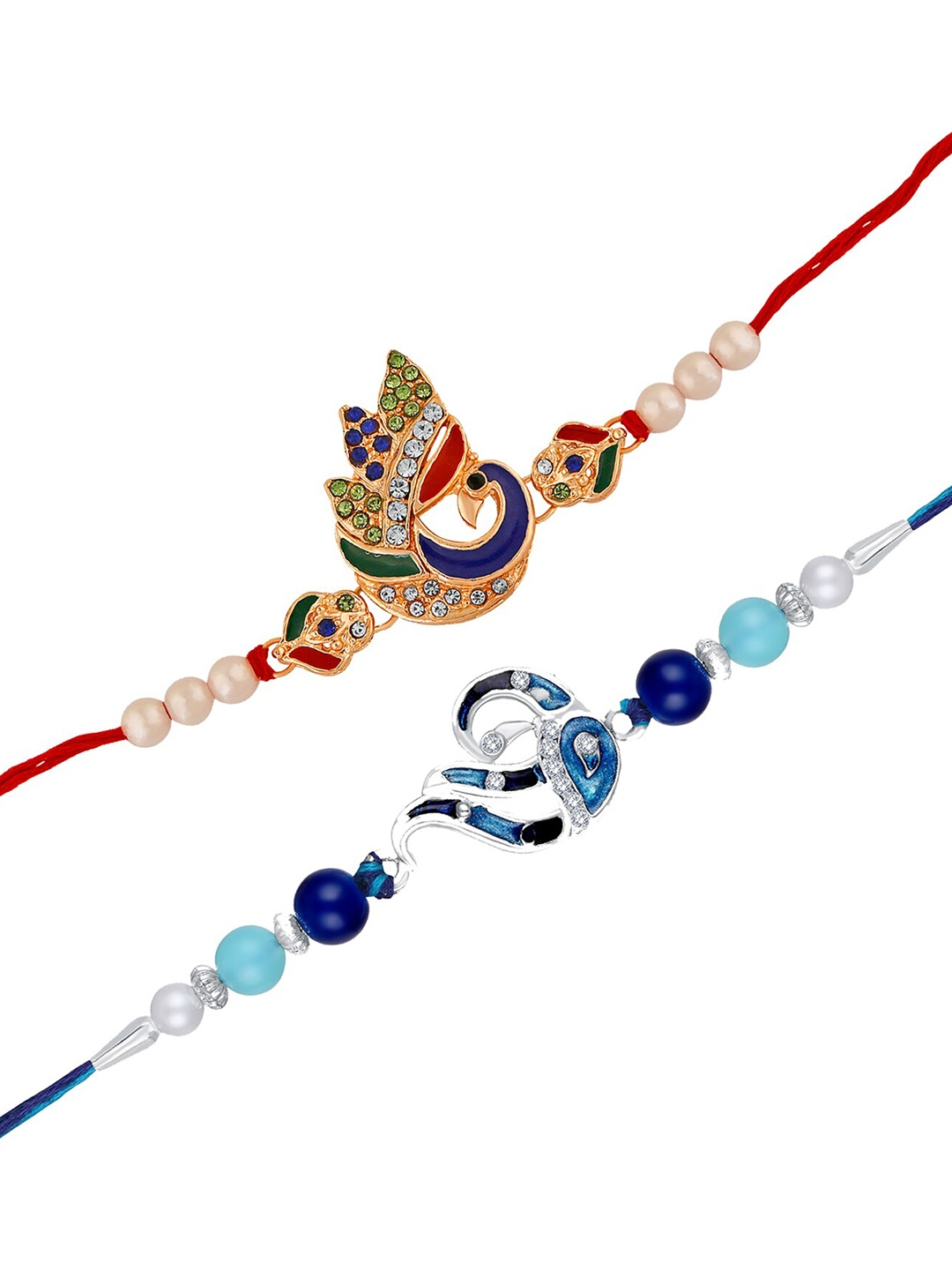 

Mahi Set Of 2 Peacock Charm Rakhi, Blue