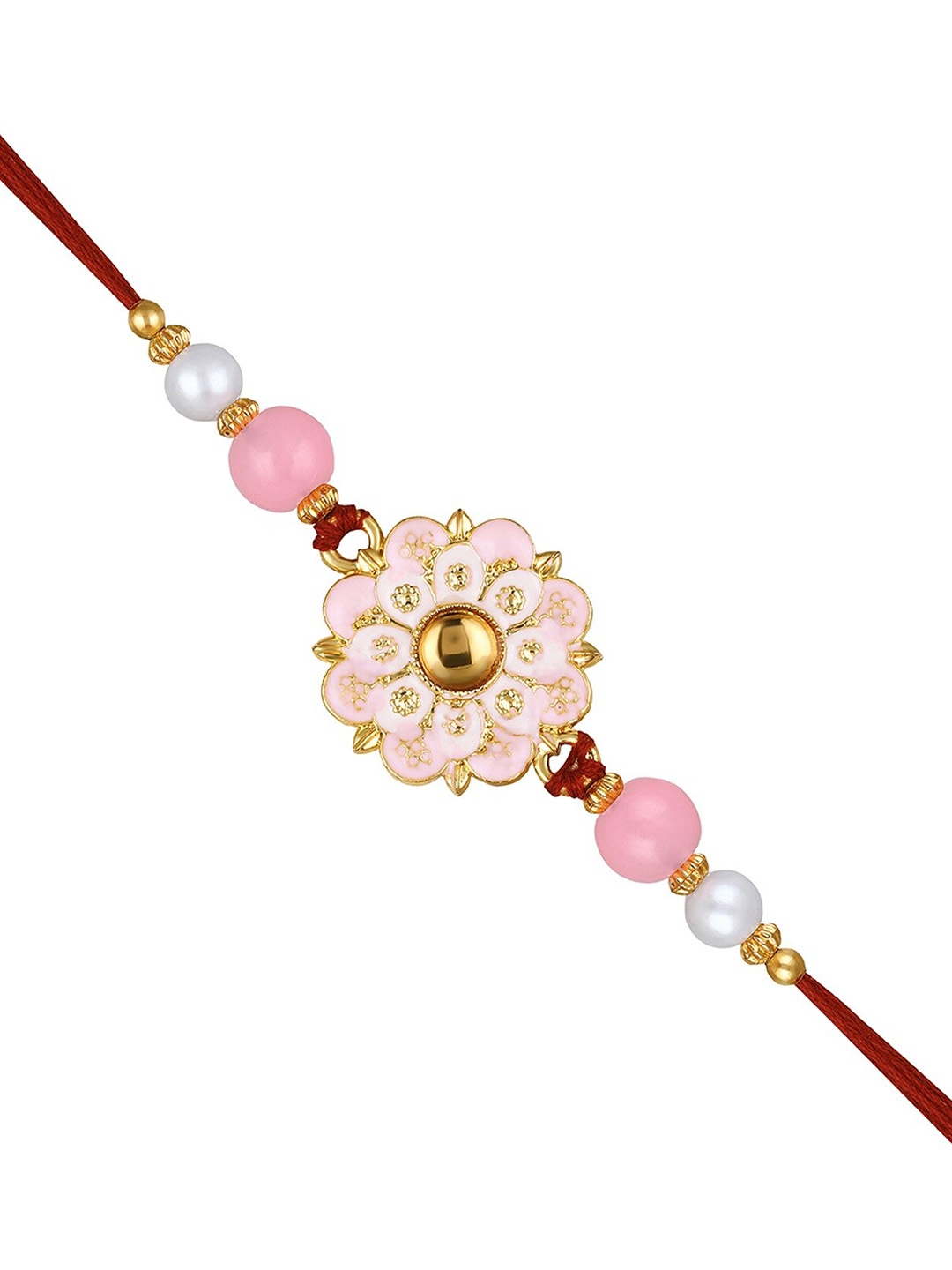 

Mahi Floral-Motif & Beaded Thread Rakhi, Pink