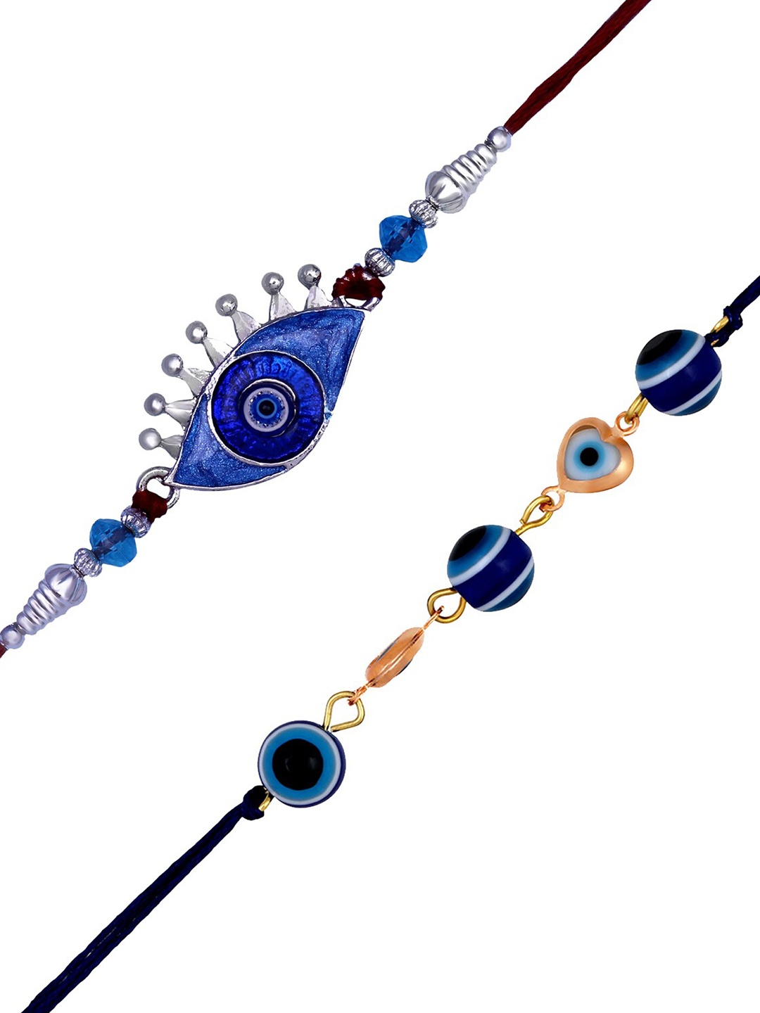 

Mahi Set Of 2 Evil Eye Nazariya Meenakari Enamel Rakhis, Blue