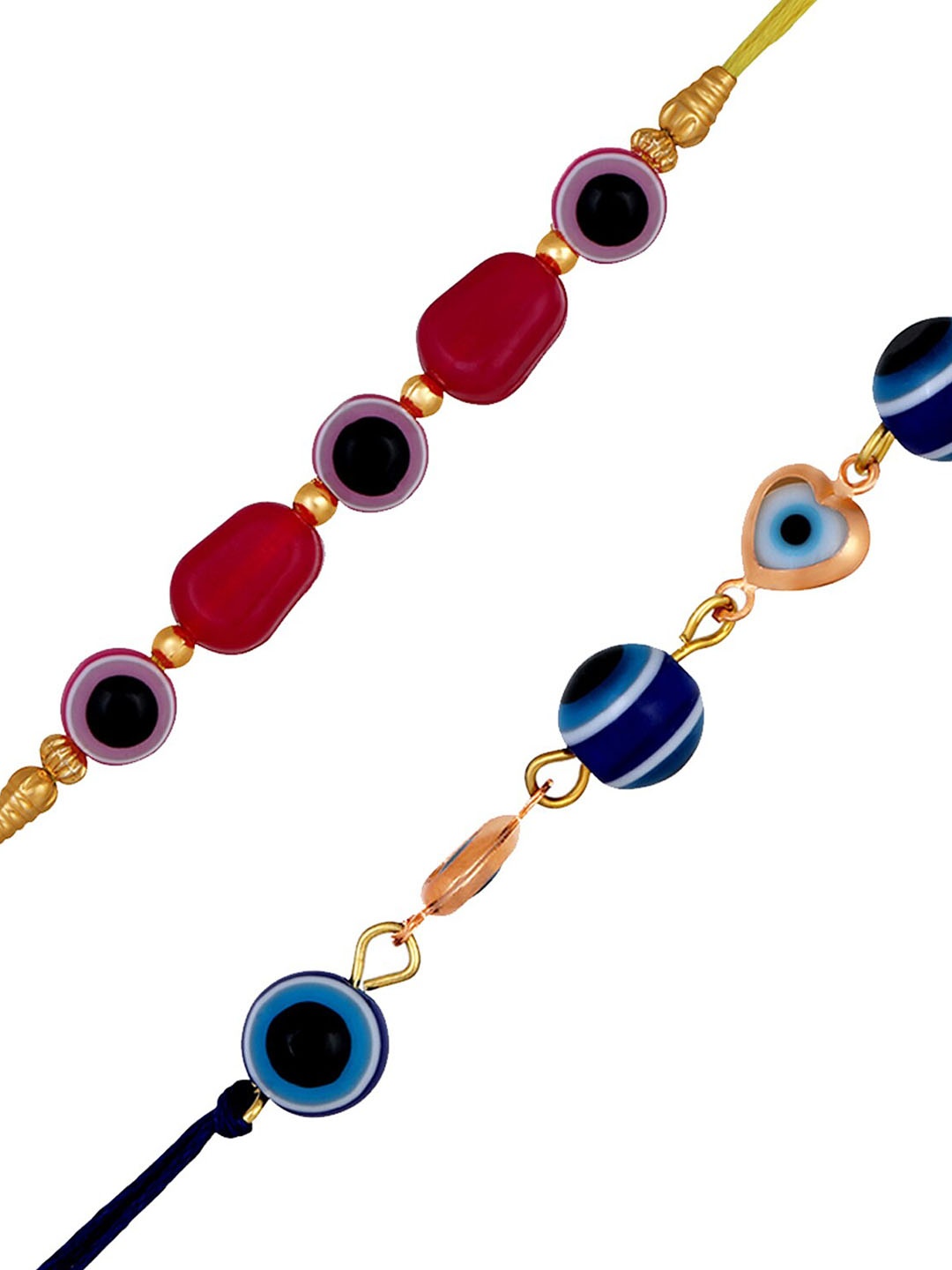 

Mahi Set Of 2 Evil-Eye Nazariya Beaded Rakhis, Red